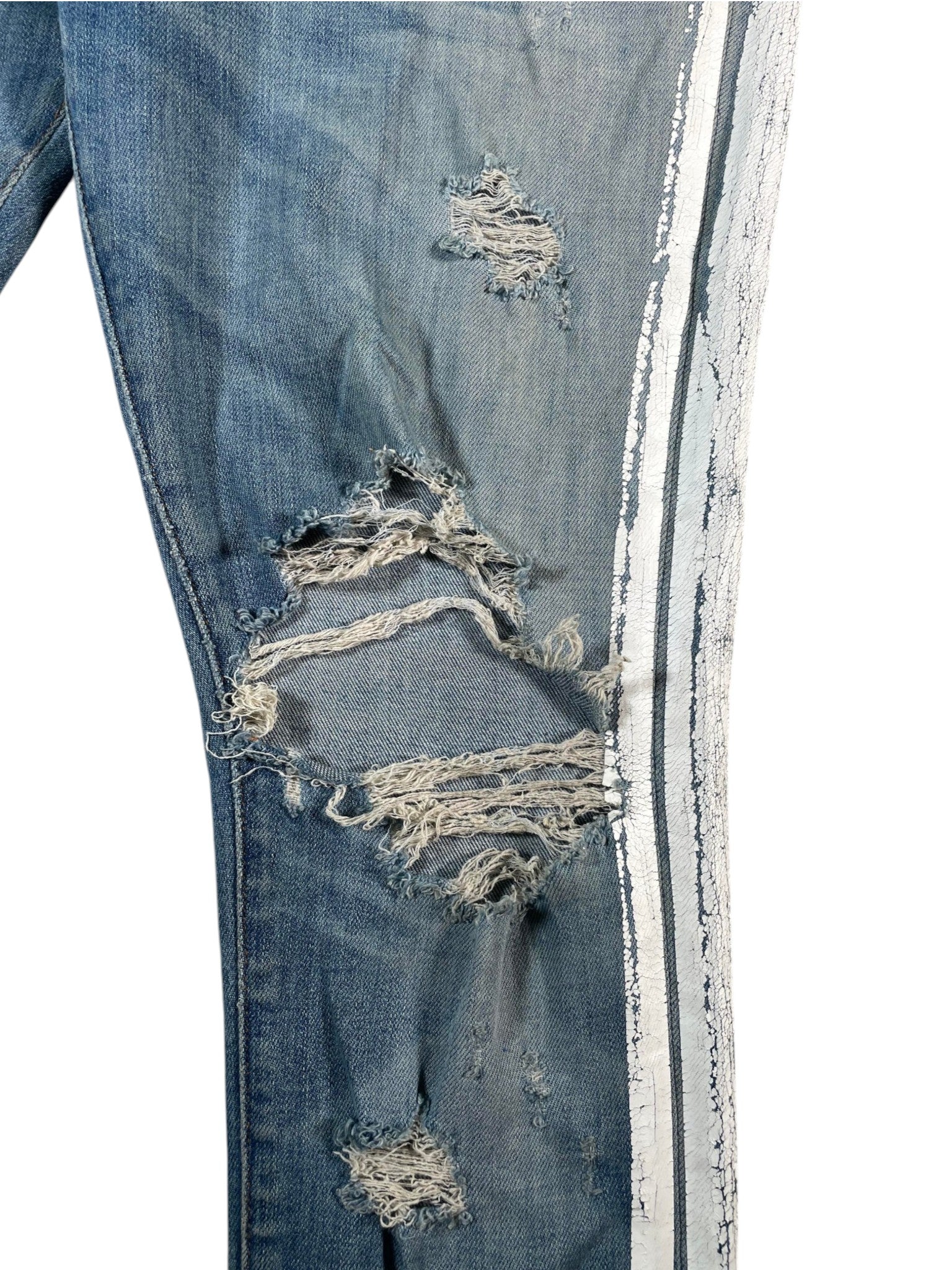 Amiri White Stripe Light Wash Jeans