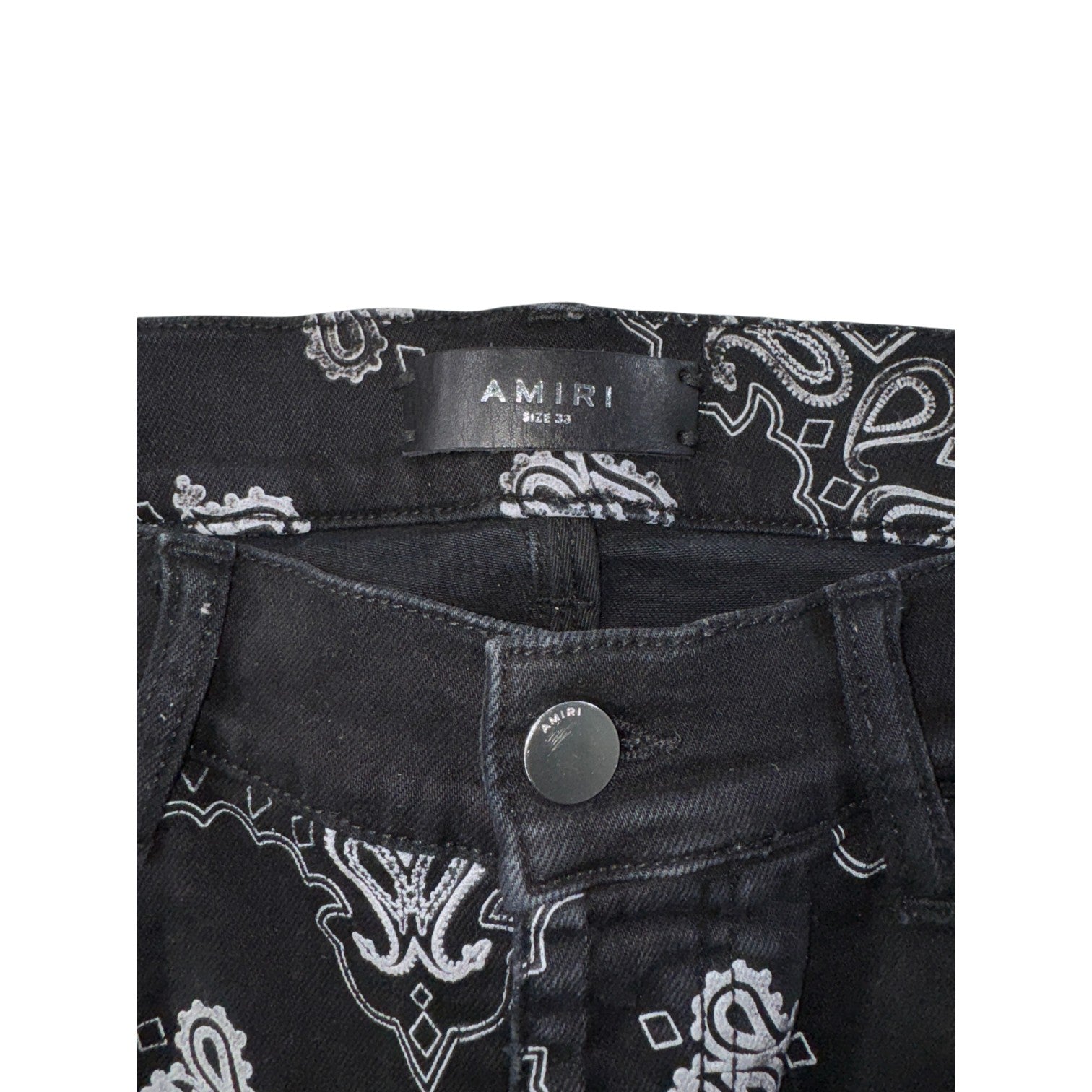 Amiri Paisley Flocked Black Wash Jeans