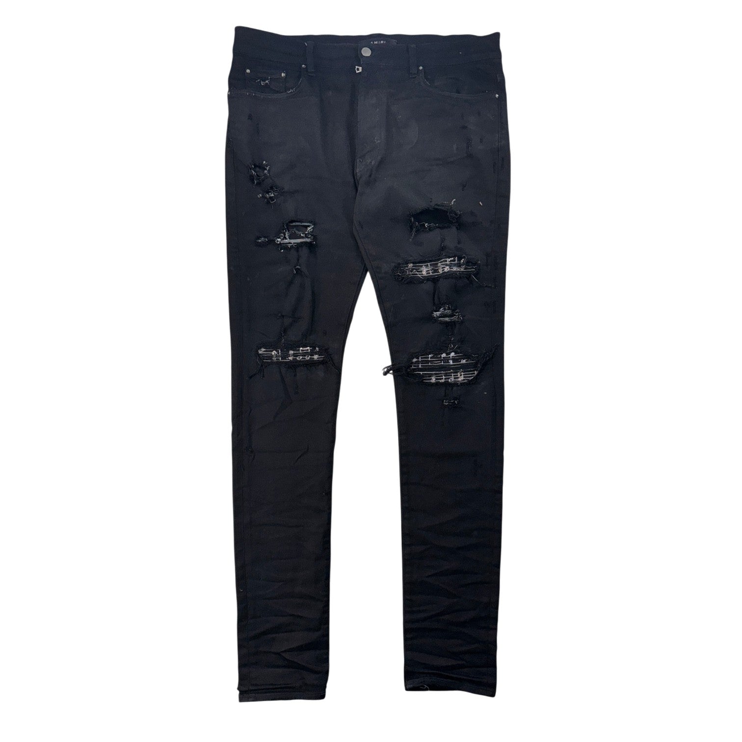 Amiri Paisley Flocked Black Wash Jeans