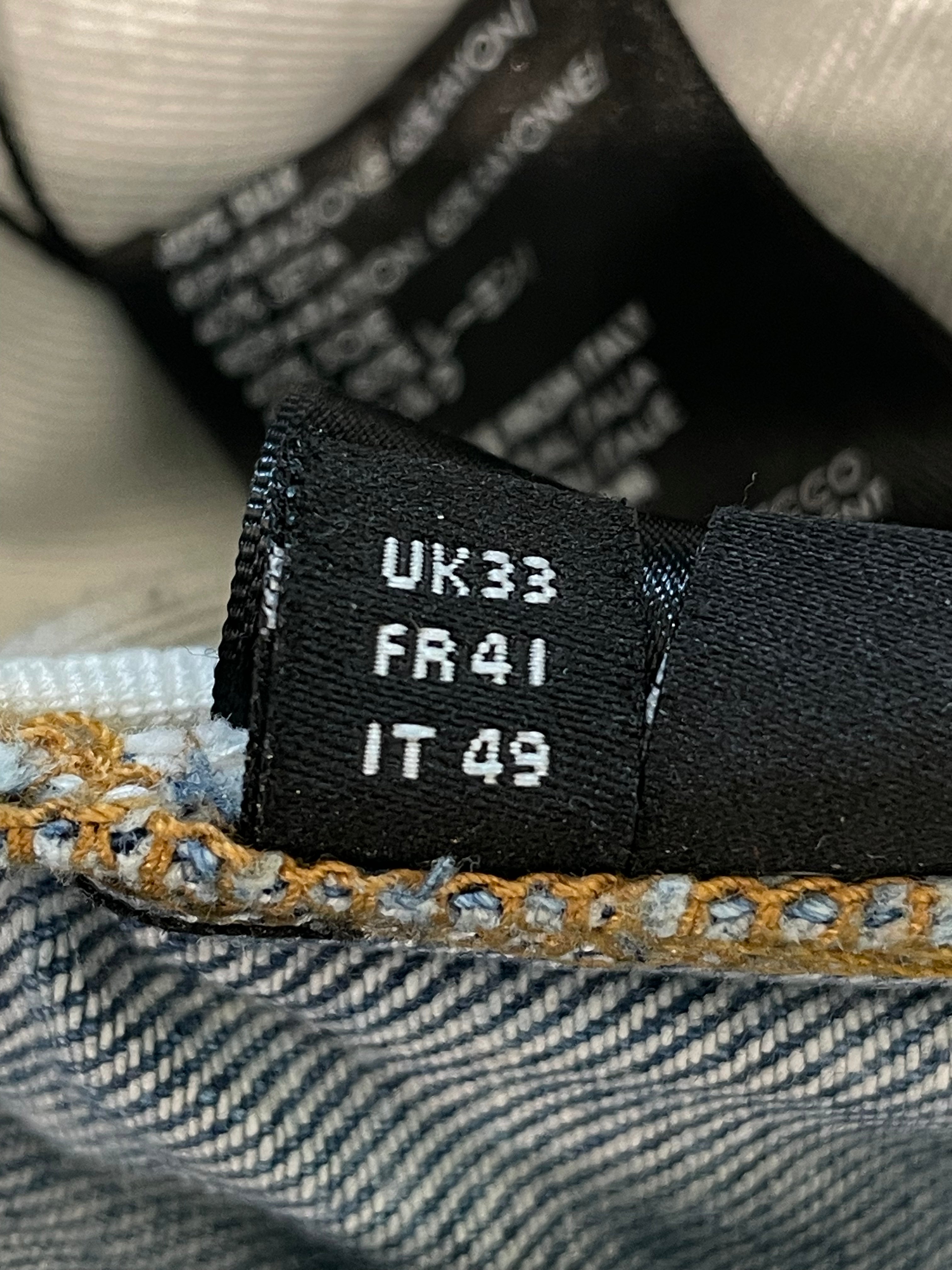 Amiri MX2 Brown Paisley Patch Light Wash Blue Jeans