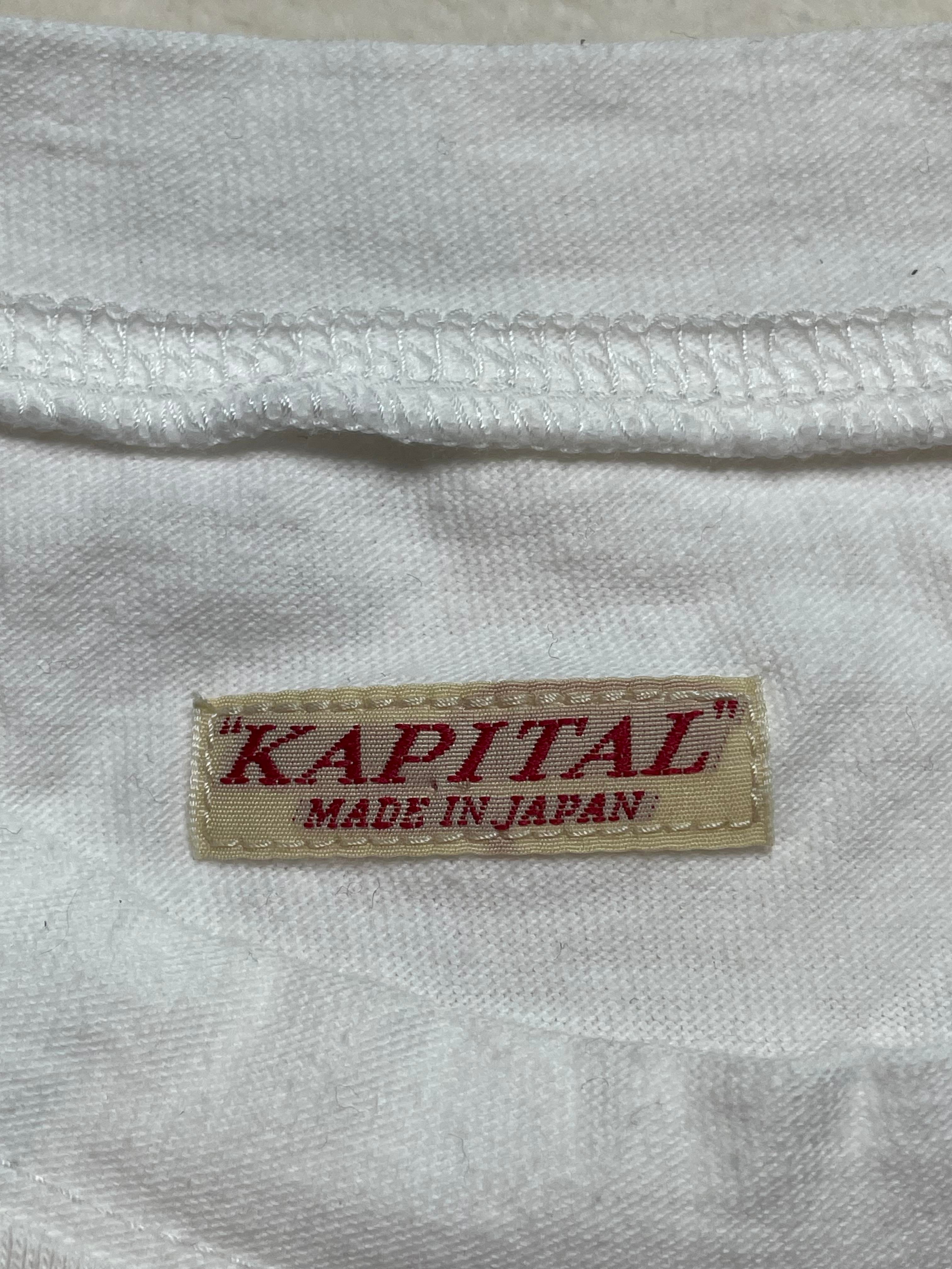 Kapital Jersey Crew Tee with Canoe KAPITAL Print Brown Tee