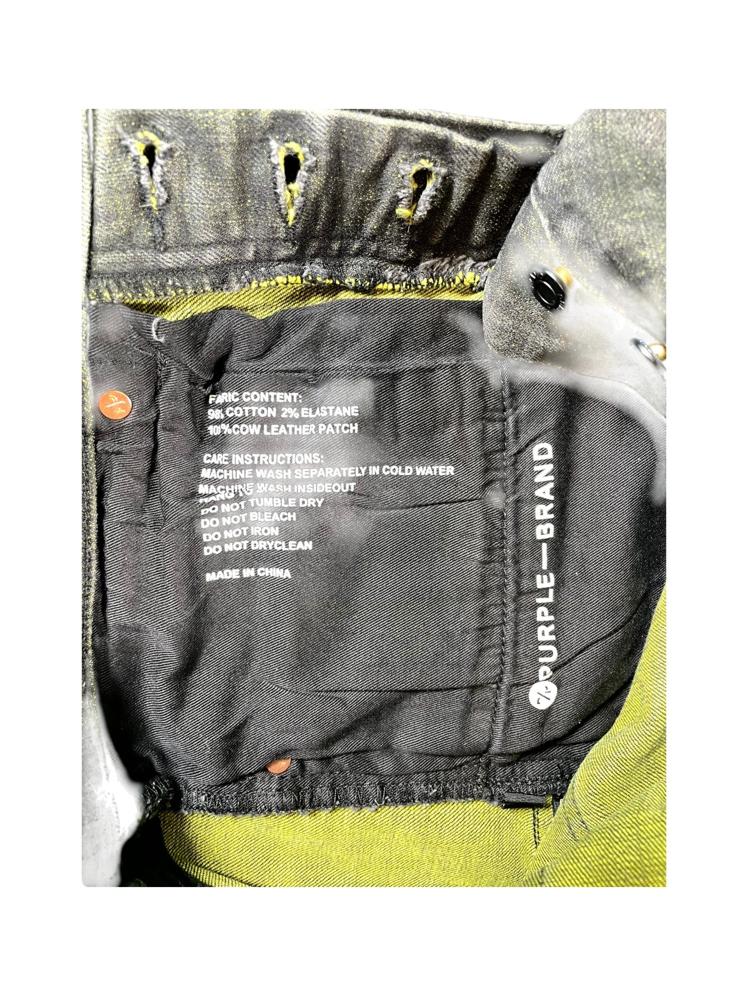 Purple Brand "Shotgun" Black Wash & Yellow Jeans