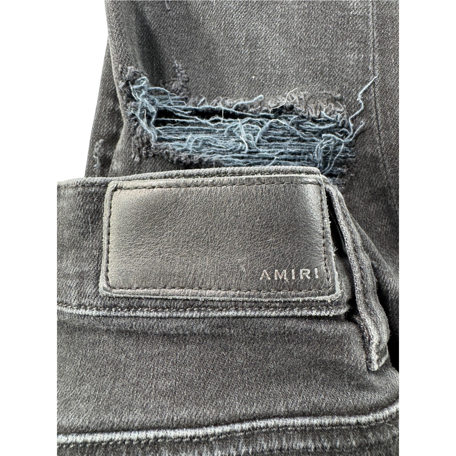 Amiri Embroidered Side Logo (Altered Fits 29) Black Wash Jeans