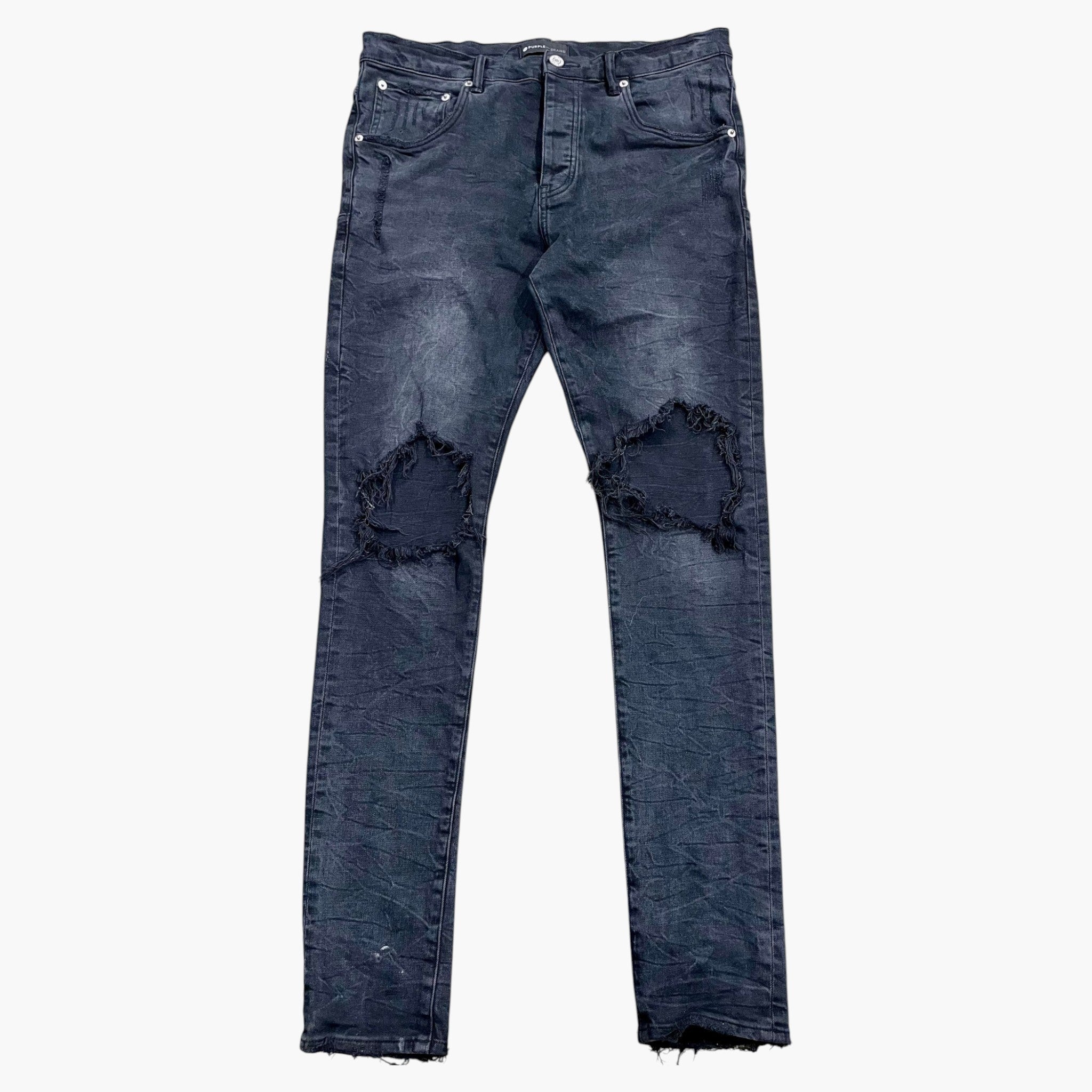 Purple Brand Knee Blowout Black Wash Jeans