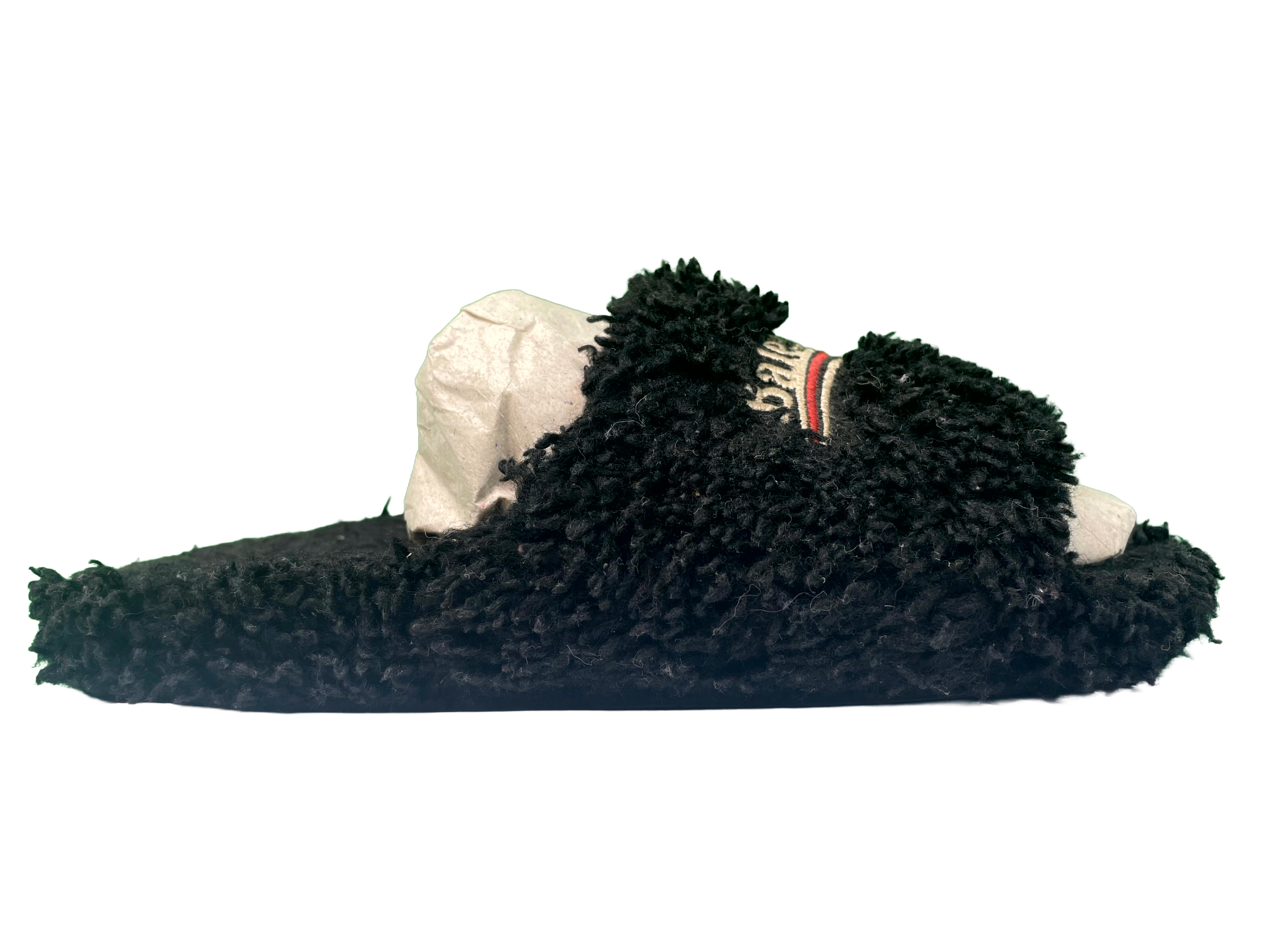 Balenciaga Campaign Logo Fur Black Slides
