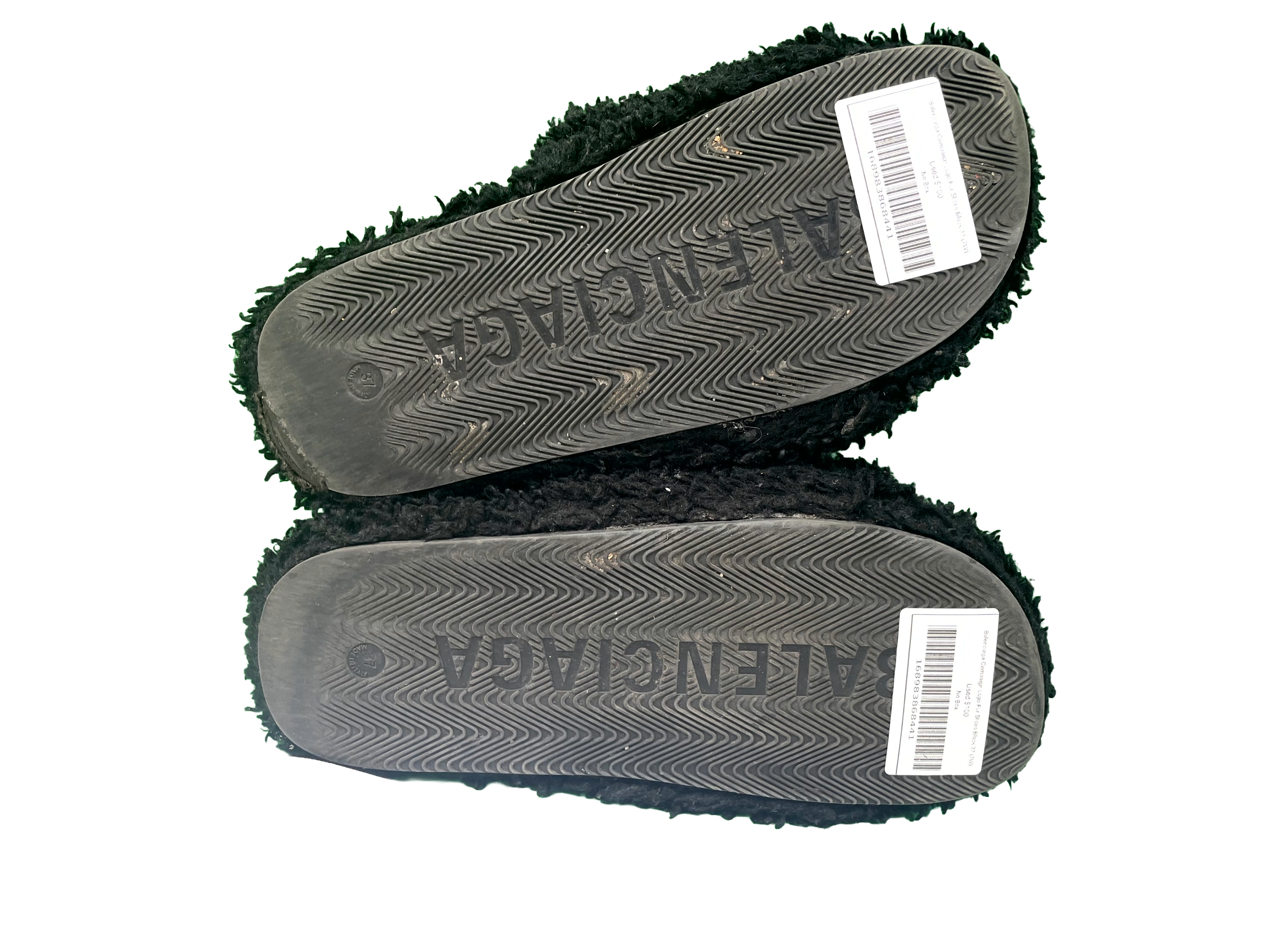 Balenciaga Campaign Logo Fur Black Slides