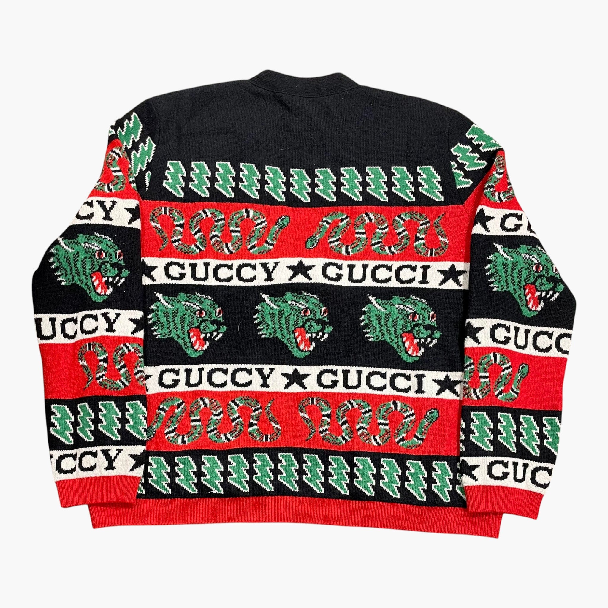 Gucci Kingsnake Black Red & Green Cardigan