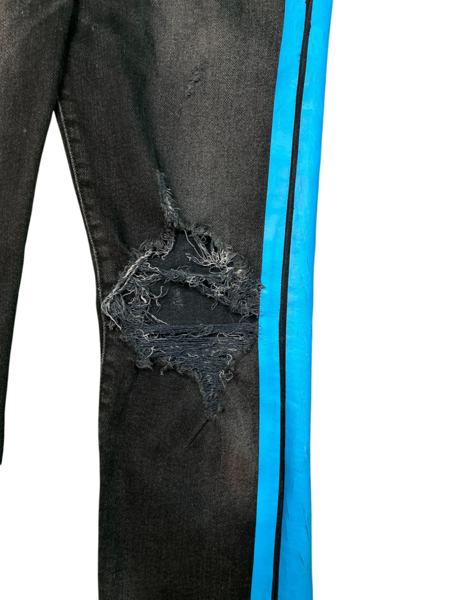 Amiri Thrasher Black & Blue Stripe Jeans