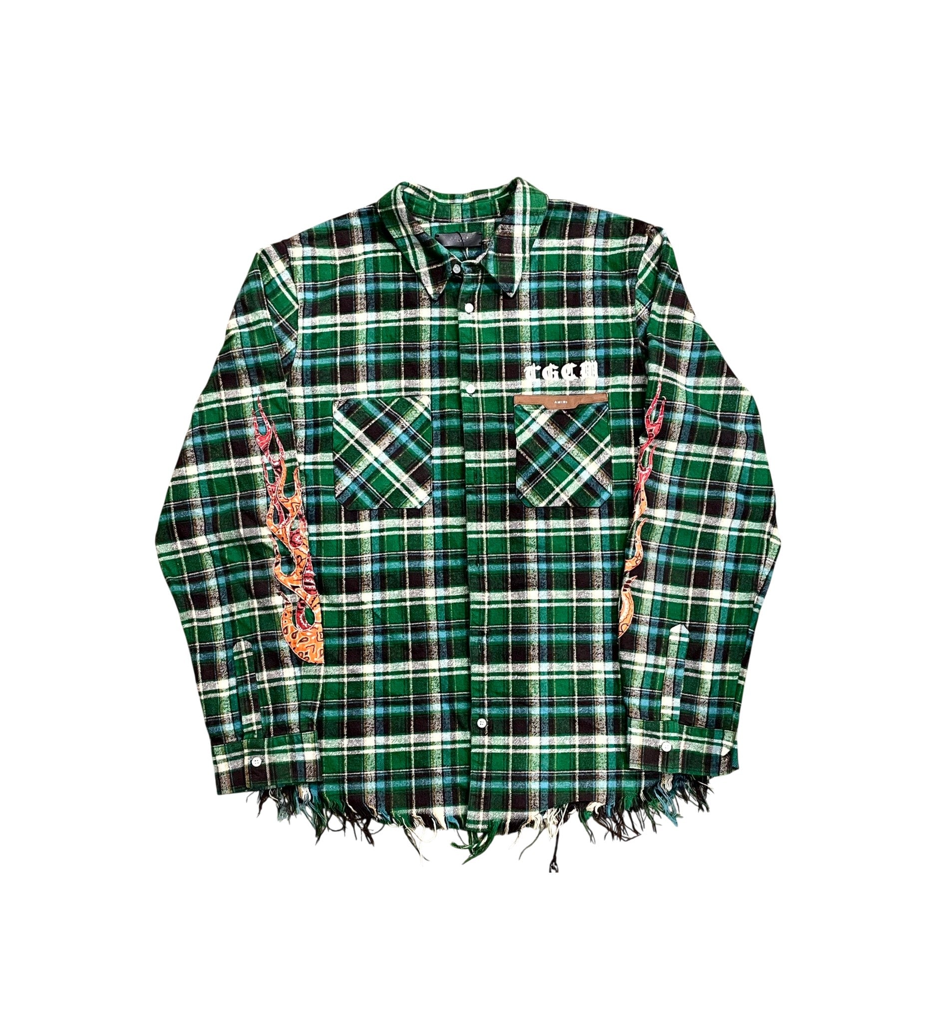 Amiri Plaid "TGCW" Flannel Green Shirt
