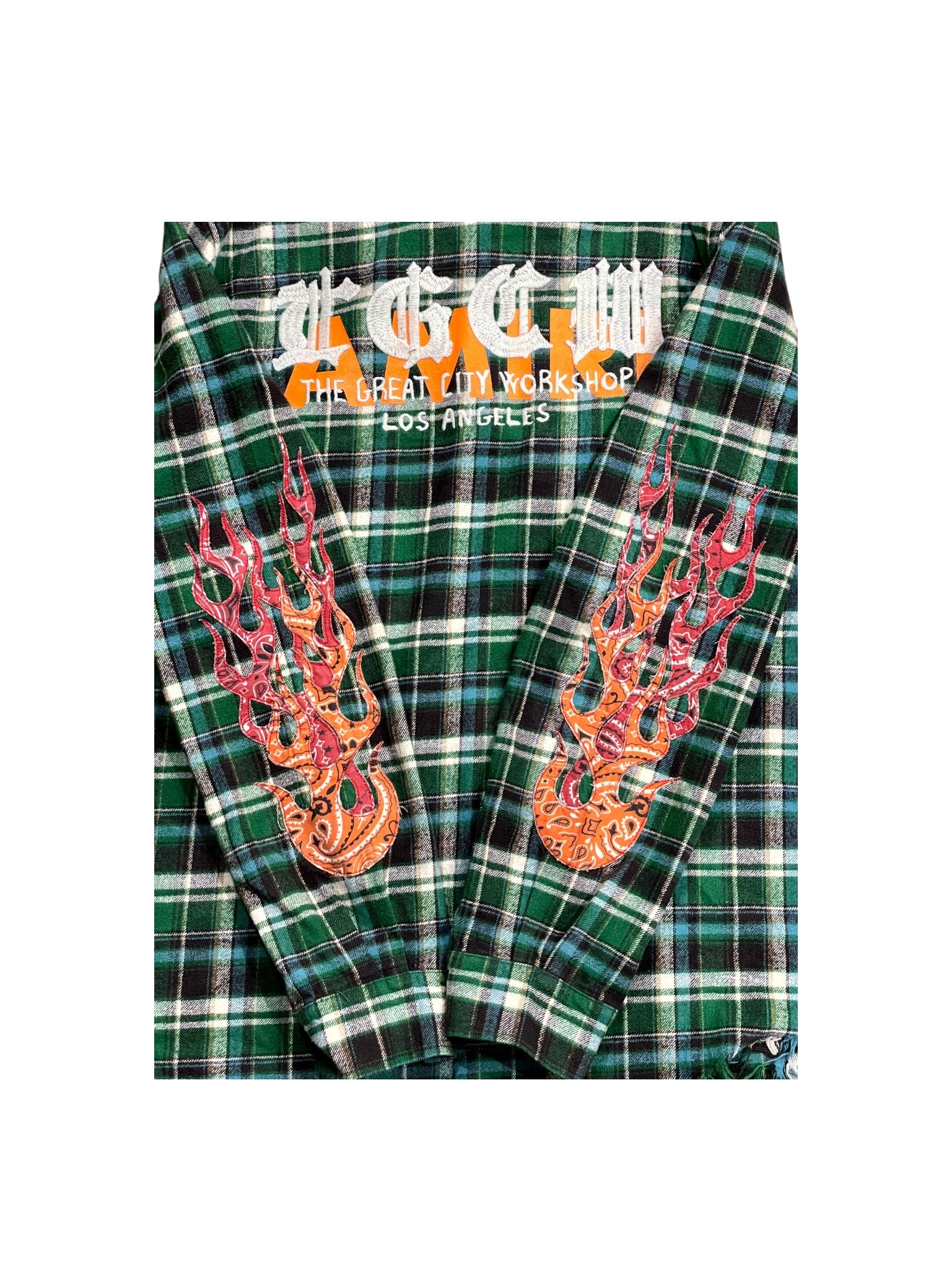 Amiri Plaid "TGCW" Flannel Green Shirt