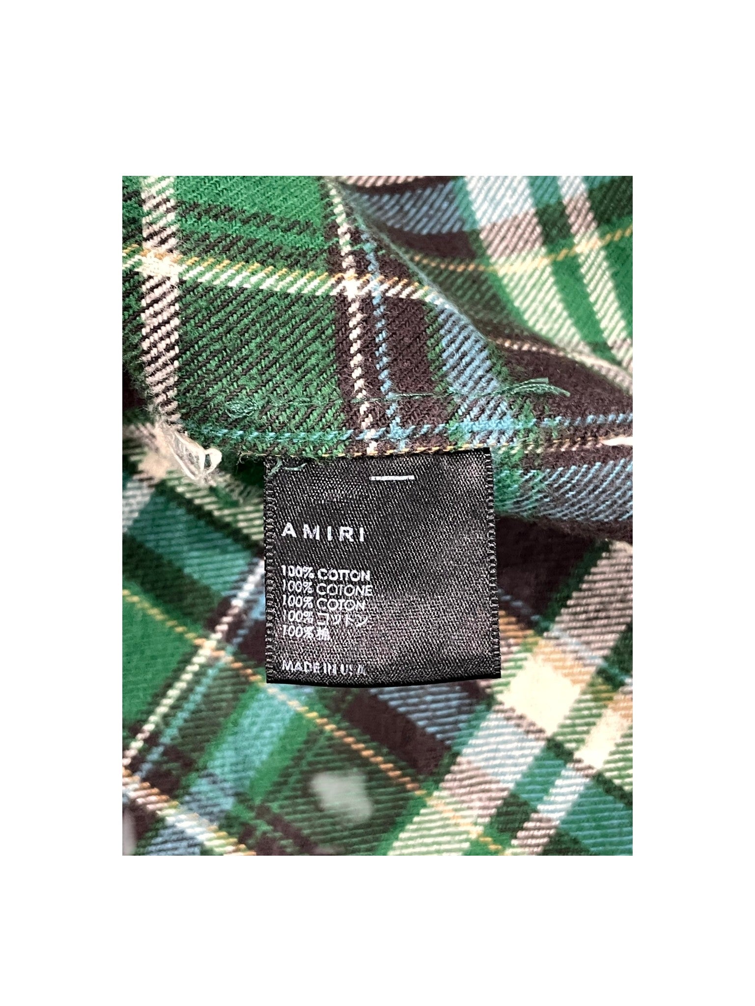 Amiri Plaid "TGCW" Flannel Green Shirt