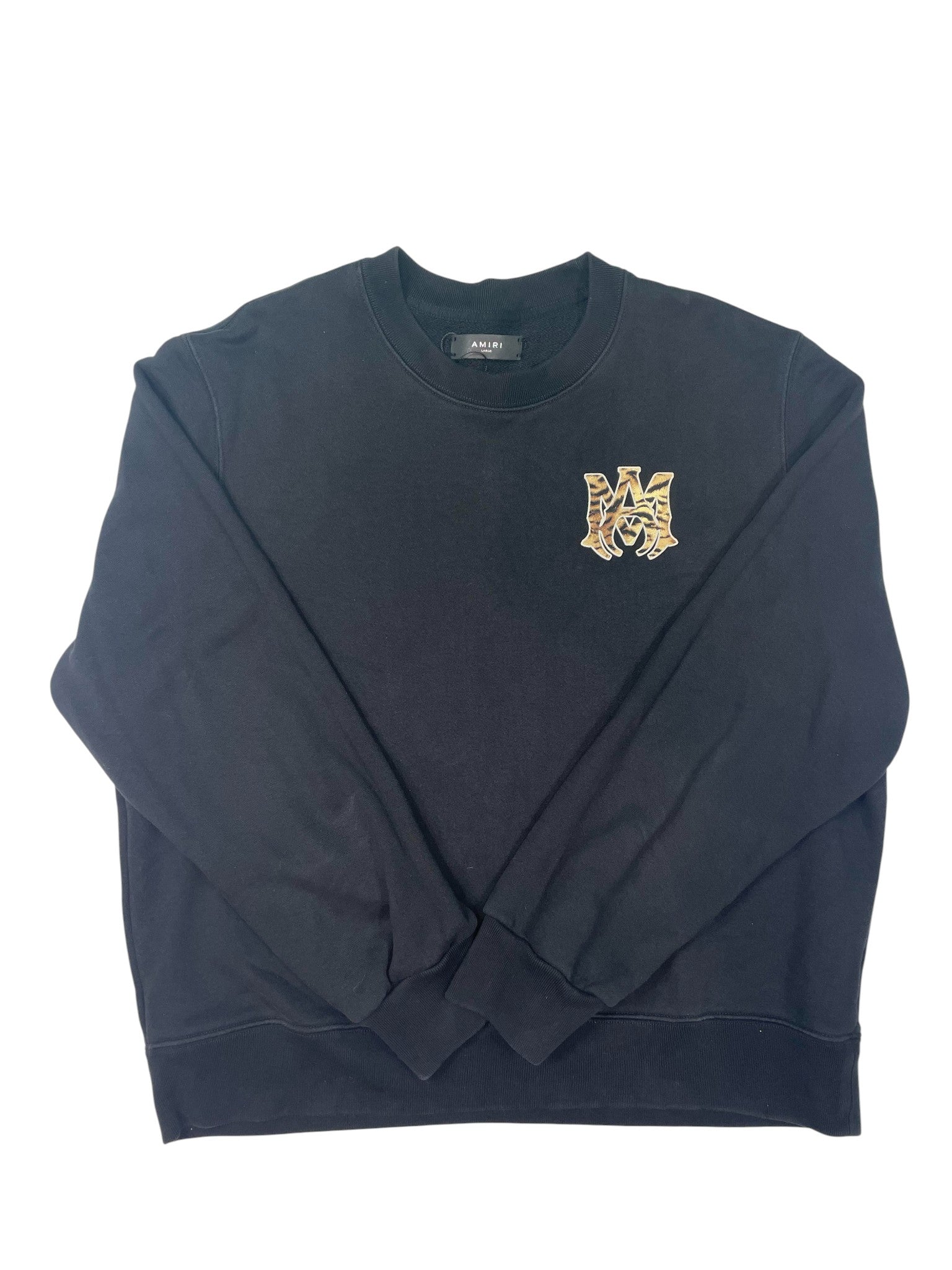 Amiri MA Logo Cheetah Black Crewneck