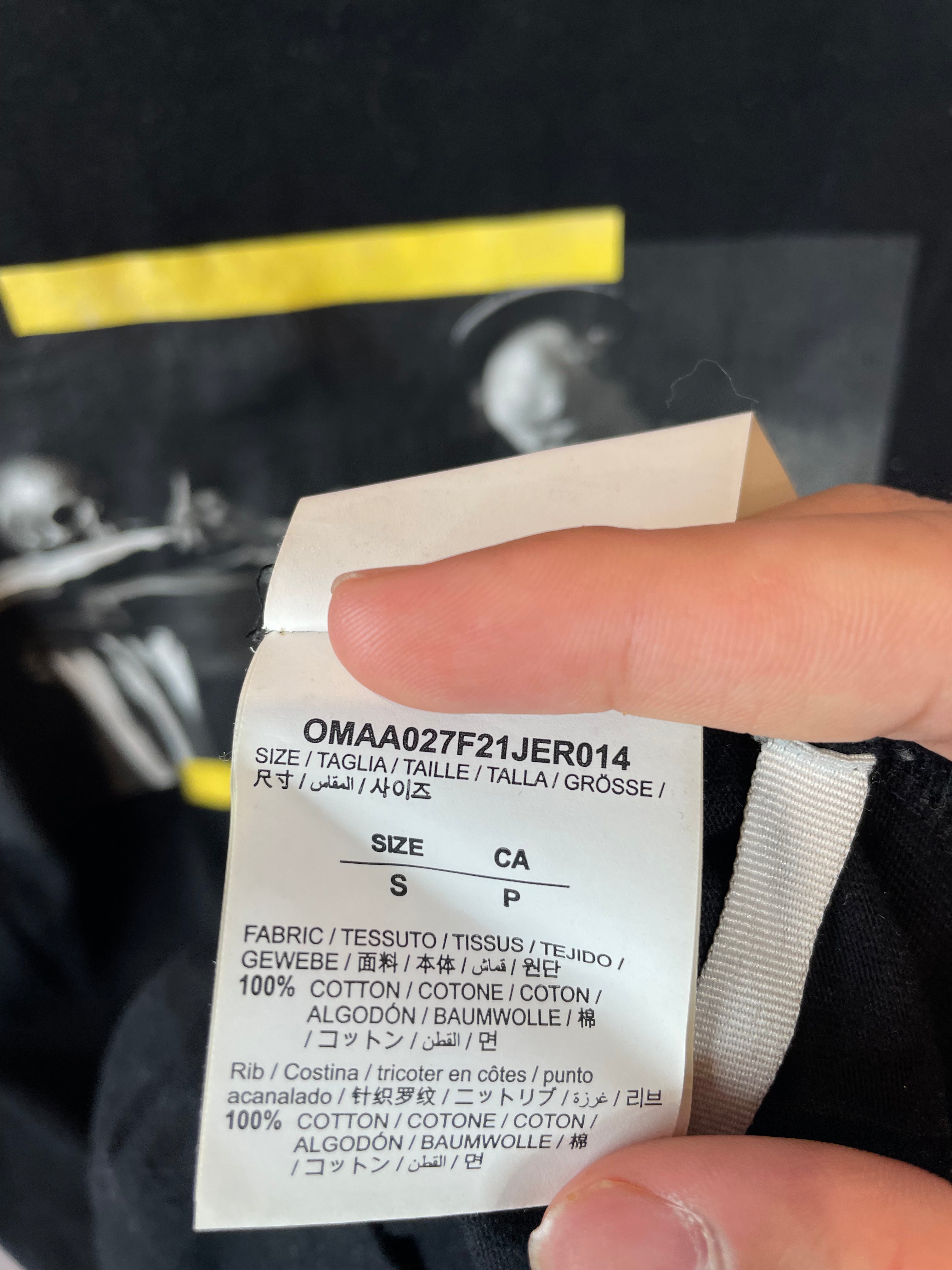 Off White Tee Black Yellow Used Small