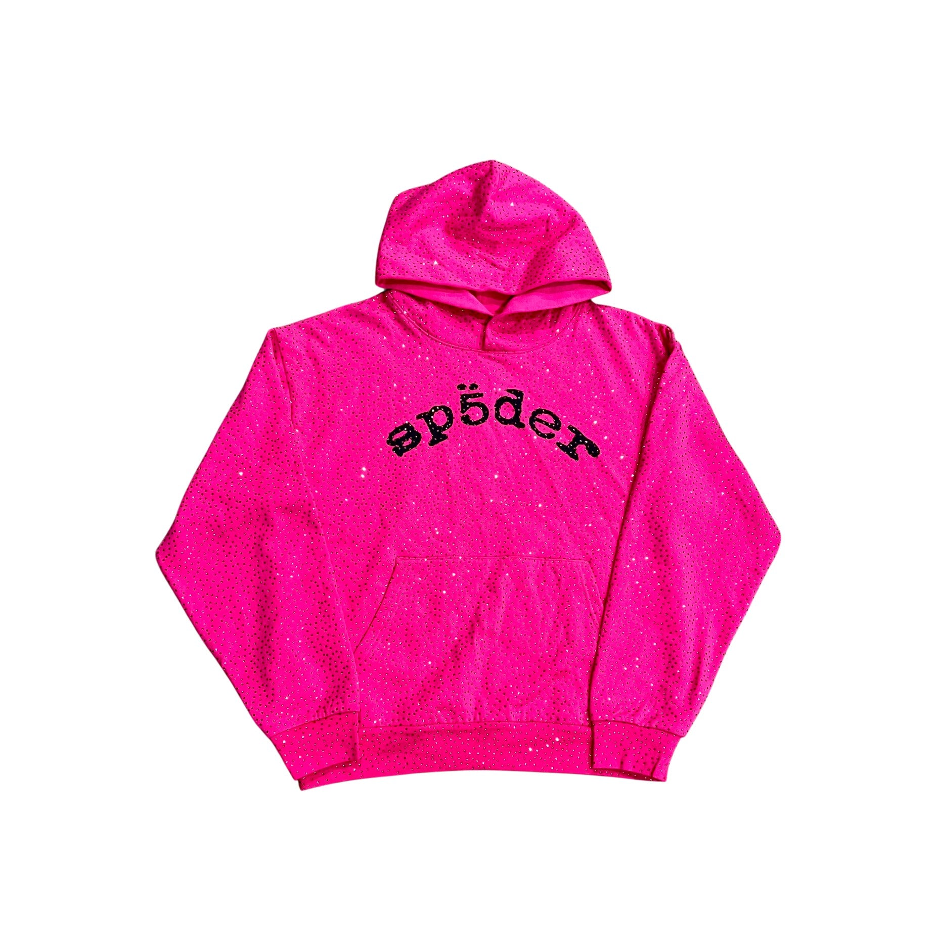 Sp5der "Rhinestone VVS" Pink Hoodie