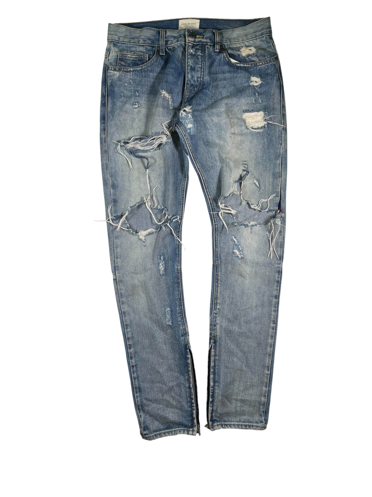 Fear of God Light Wash Ripped Jeans