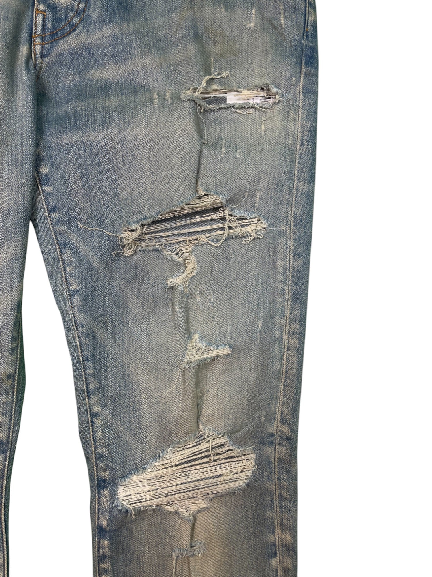 Amiri White Side Logo Light Wash Blue Jeans