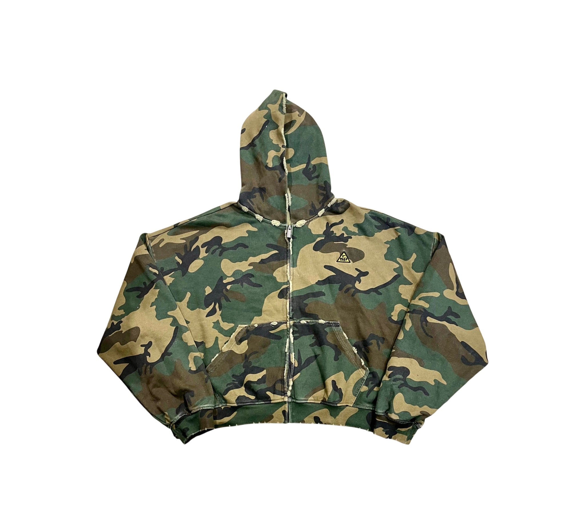 GV Gallery Caution Zip Up Camo Yellow Hoodie