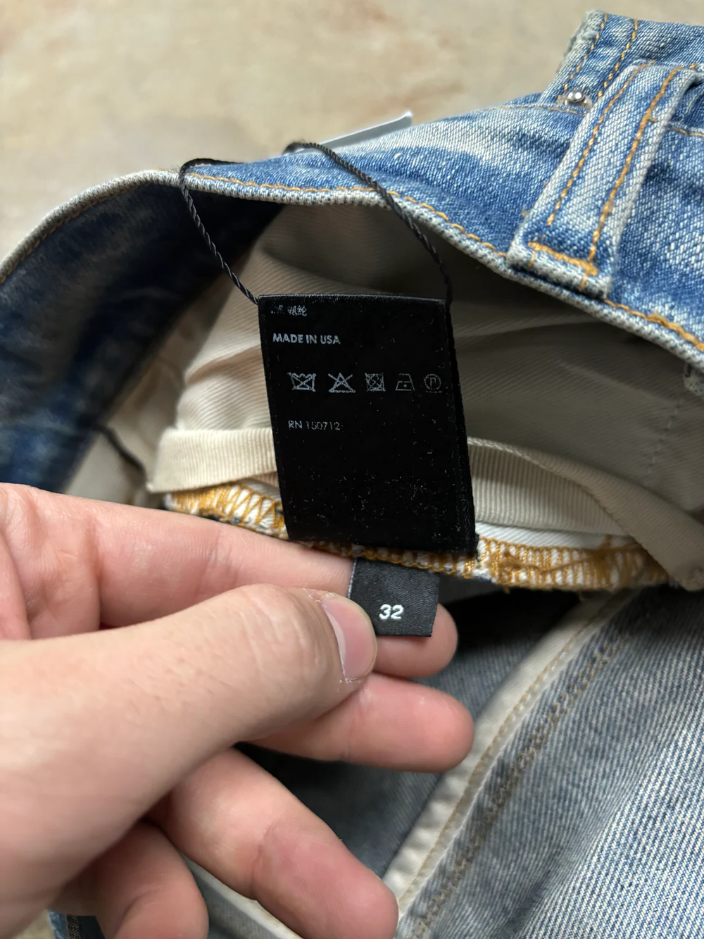 Amiri MX1 Plaid Patch Light Wash Jeans