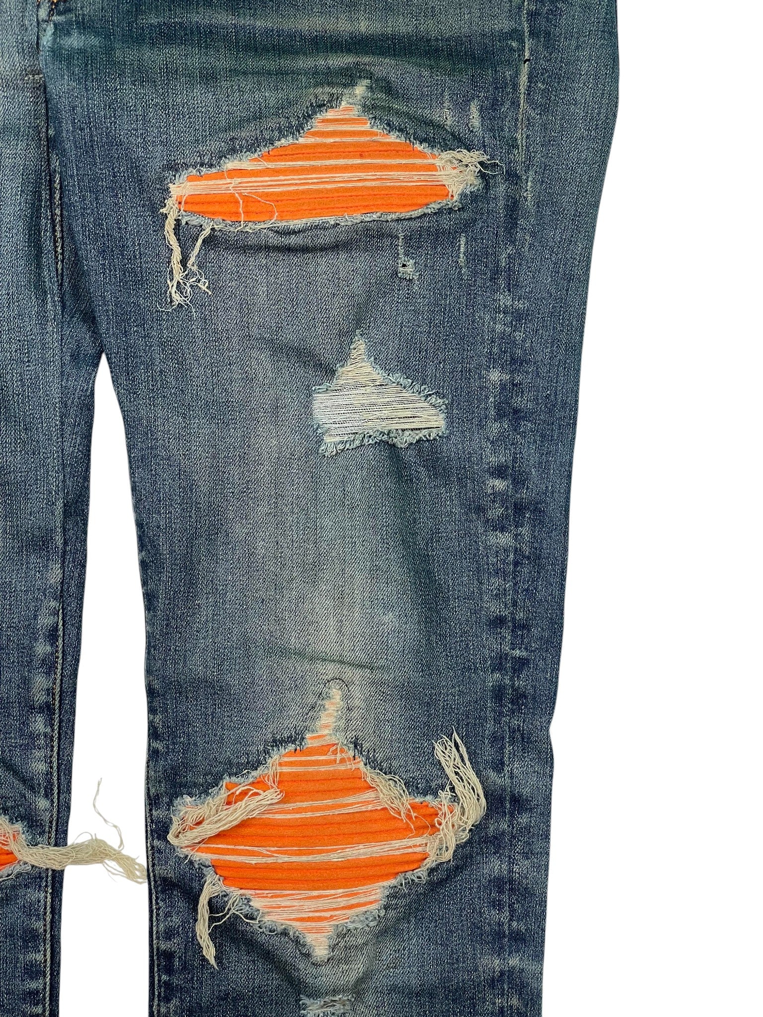 Amiri MX1 Dark Wash Orange Patch Jeans
