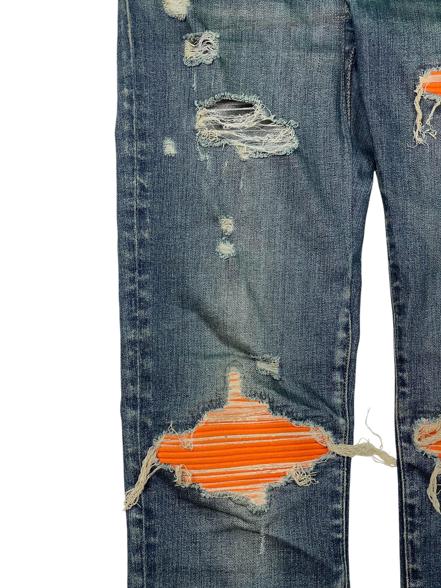 Amiri MX1 Dark Wash Orange Patch Jeans