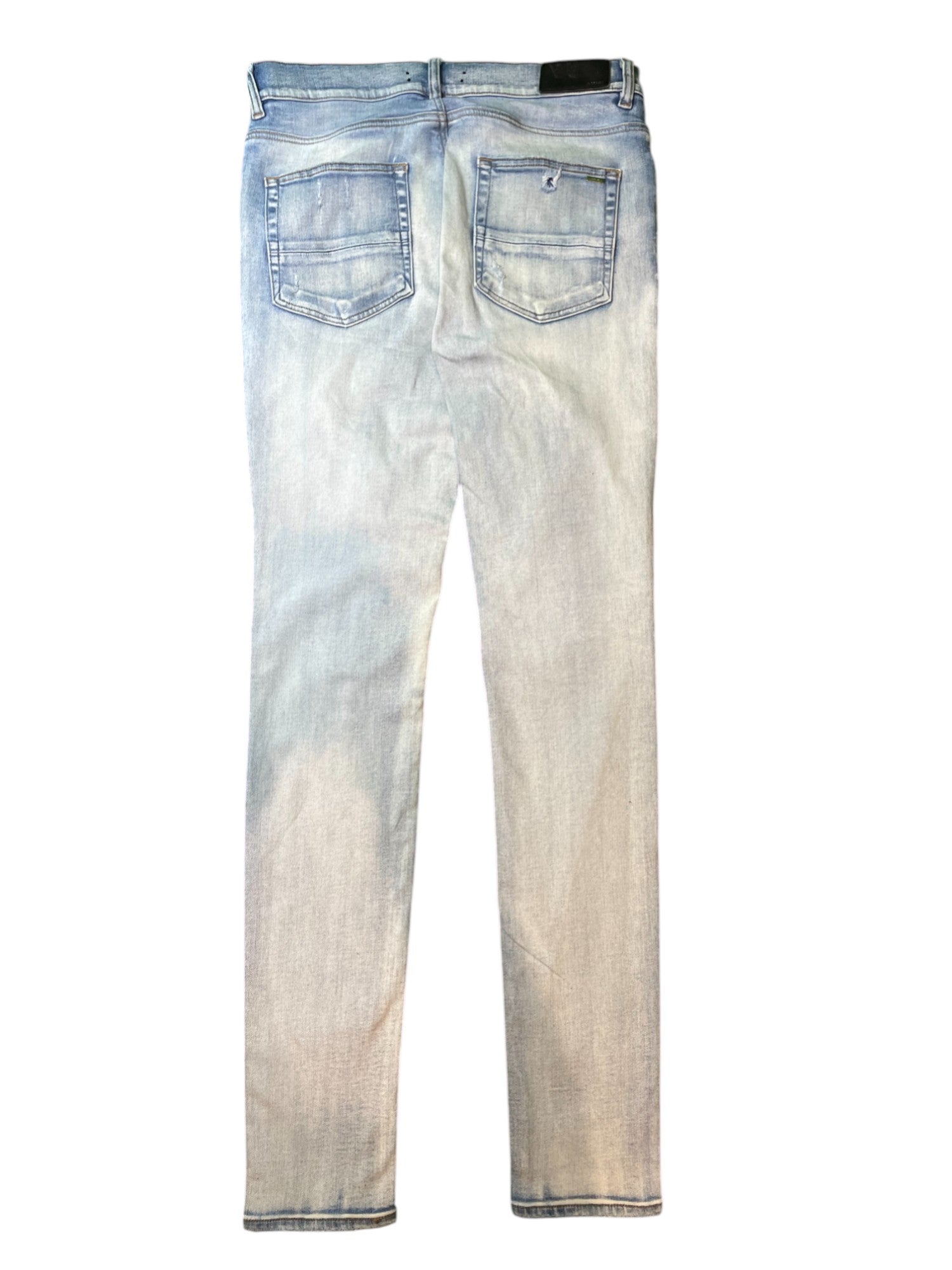 Amiri MX1 Teal Paisley Patch Light Wash Blue Jeans