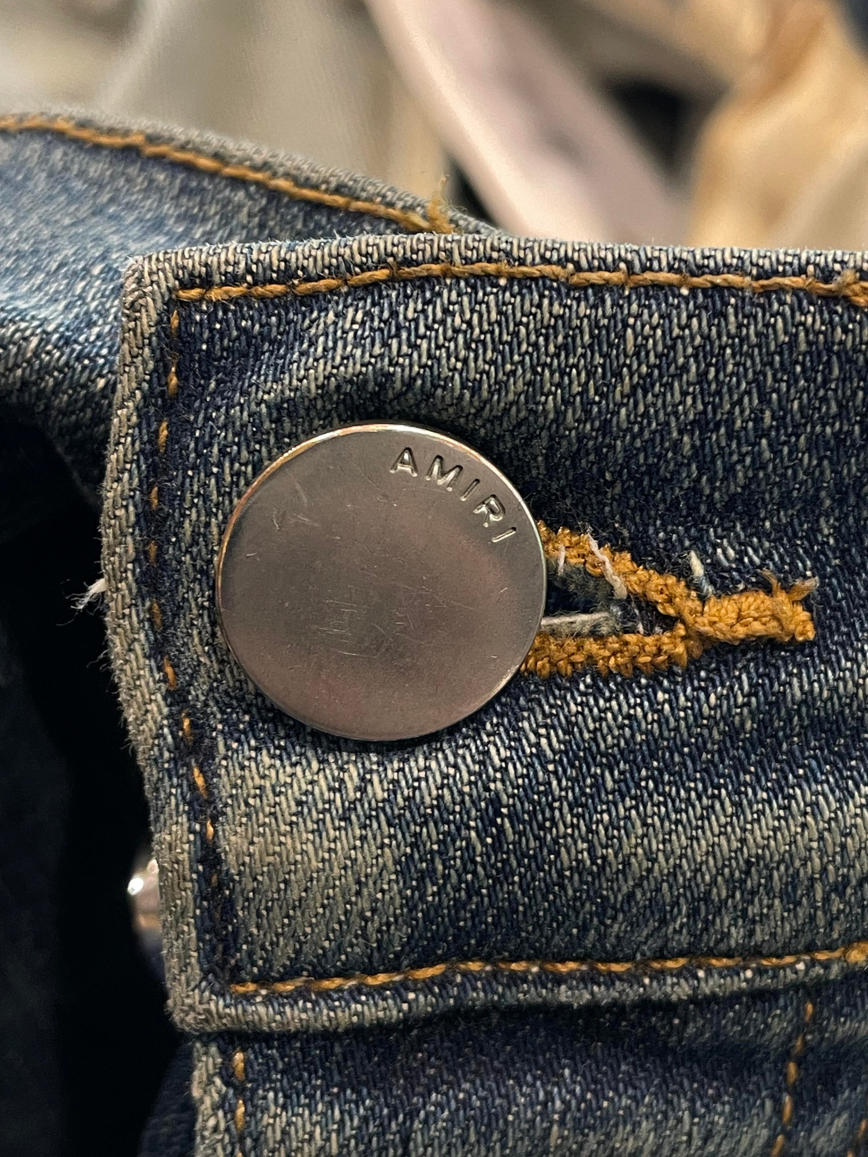 Amiri MX1 Dark Wash Orange Patch Jeans