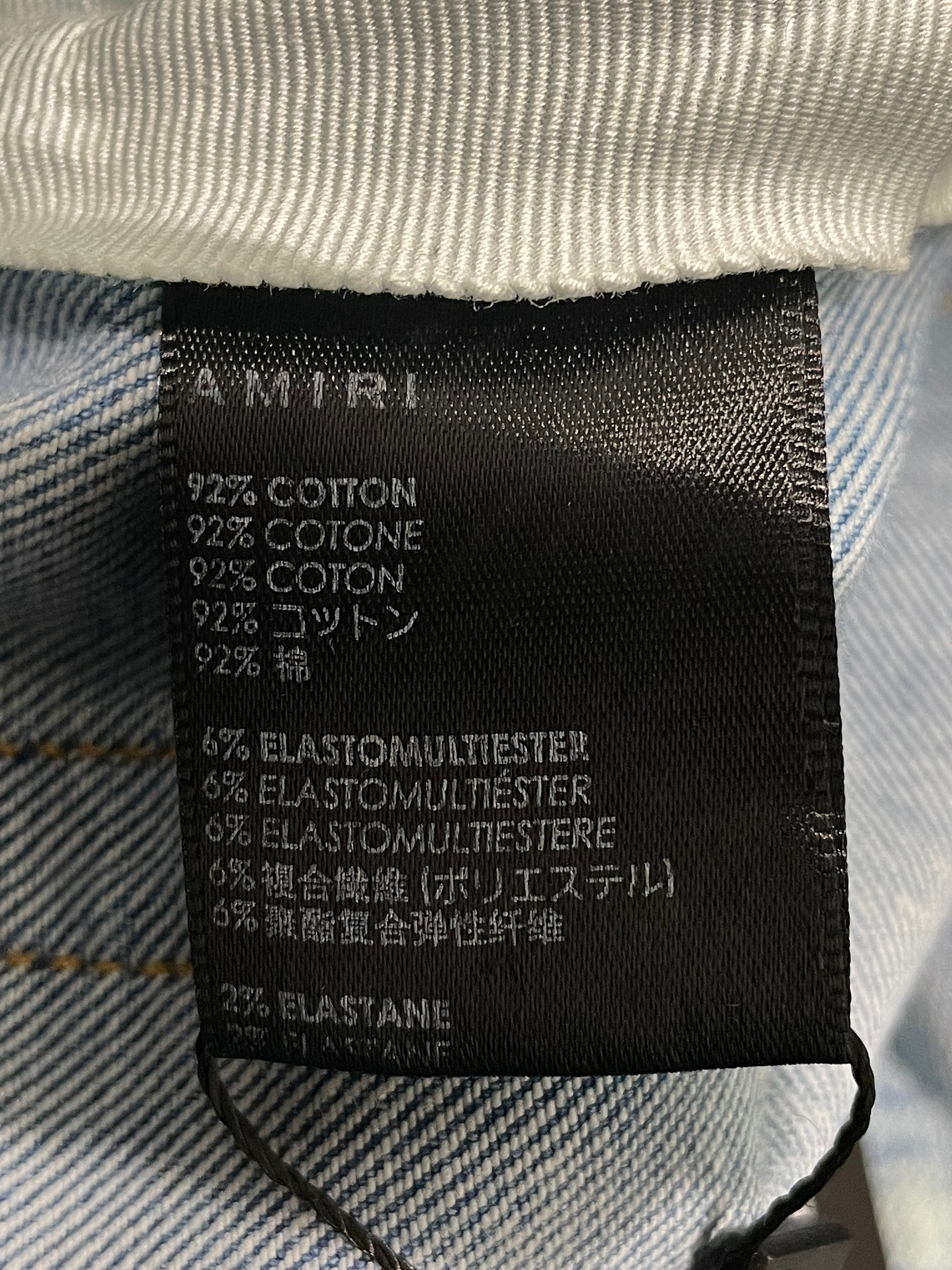 Amiri MX1 Teal Paisley Patch Light Wash Blue Jeans