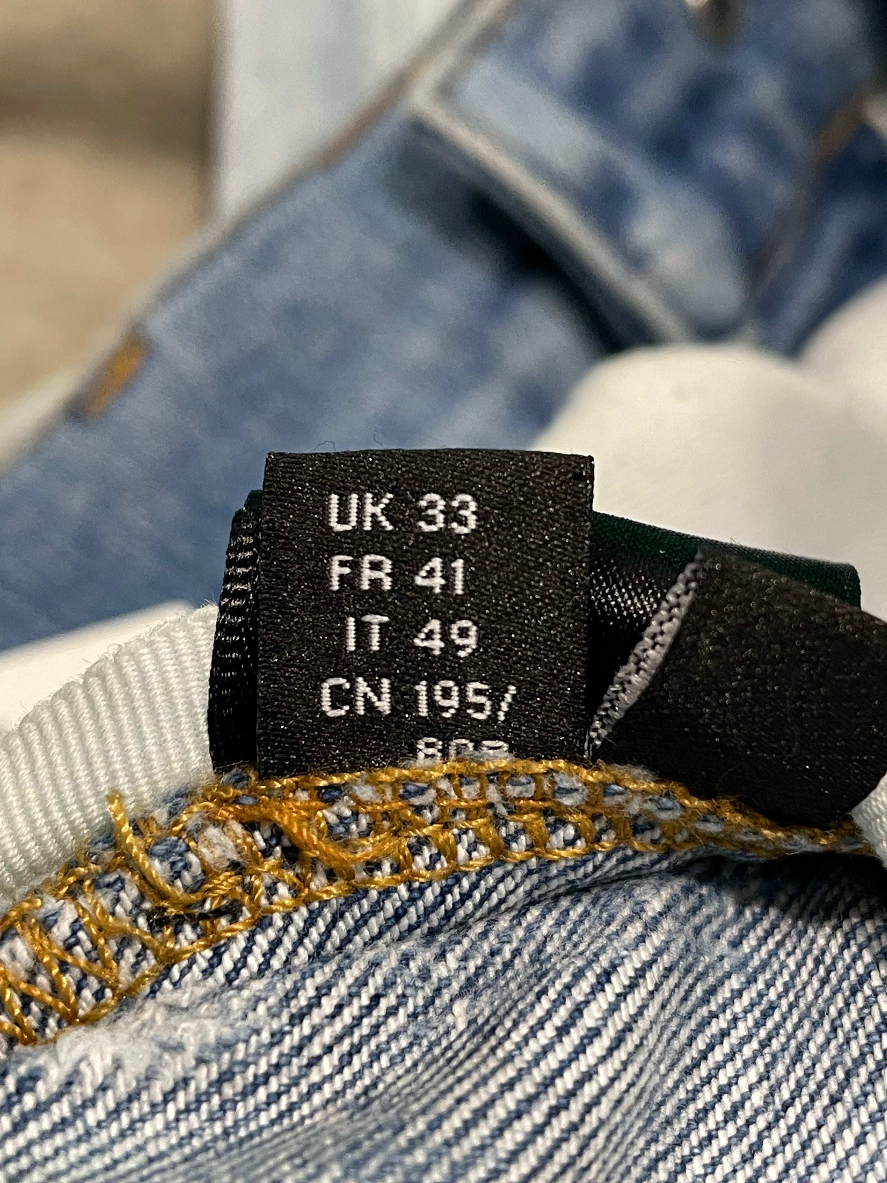 Amiri MX1 Teal Paisley Patch Light Wash Blue Jeans