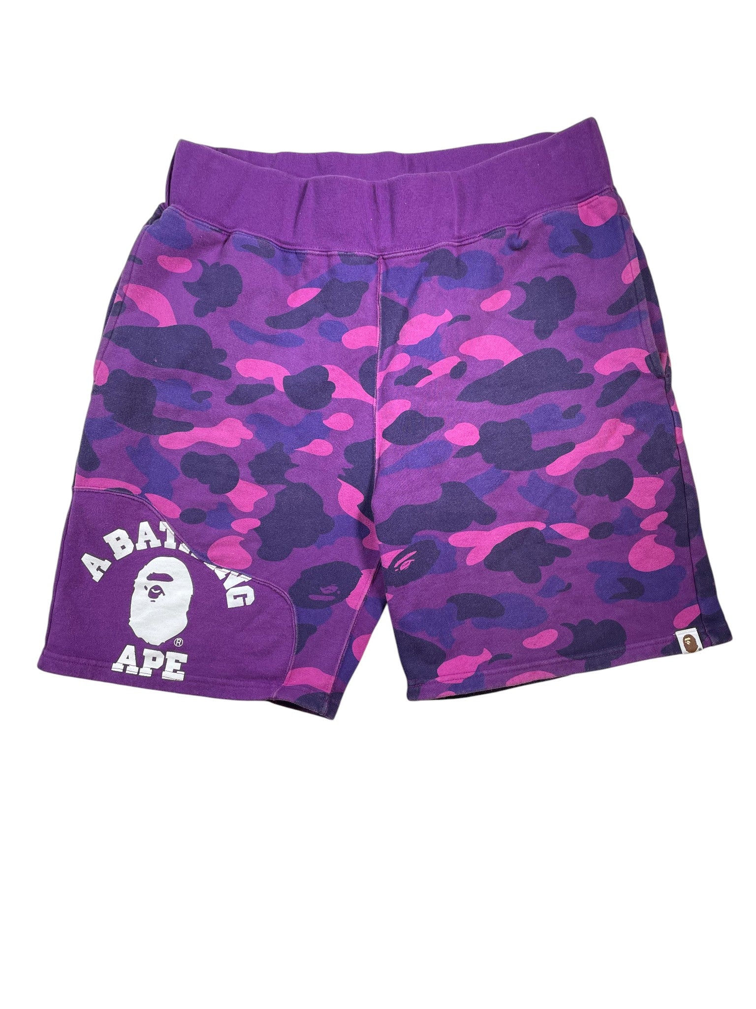 BAPE 'Shark' Purple Camo Shorts