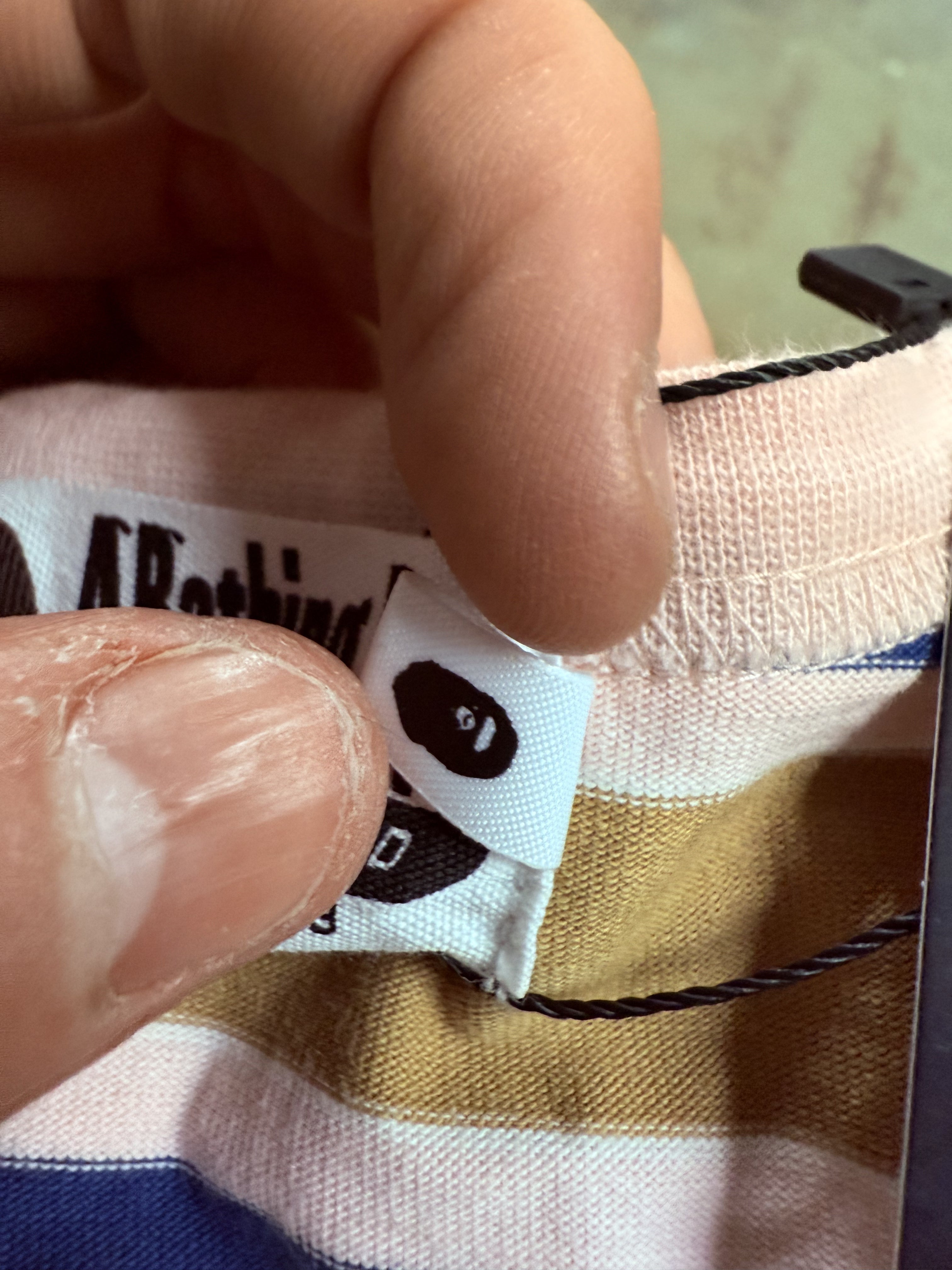 BAPE Striped Tee Tan Multi Used XL