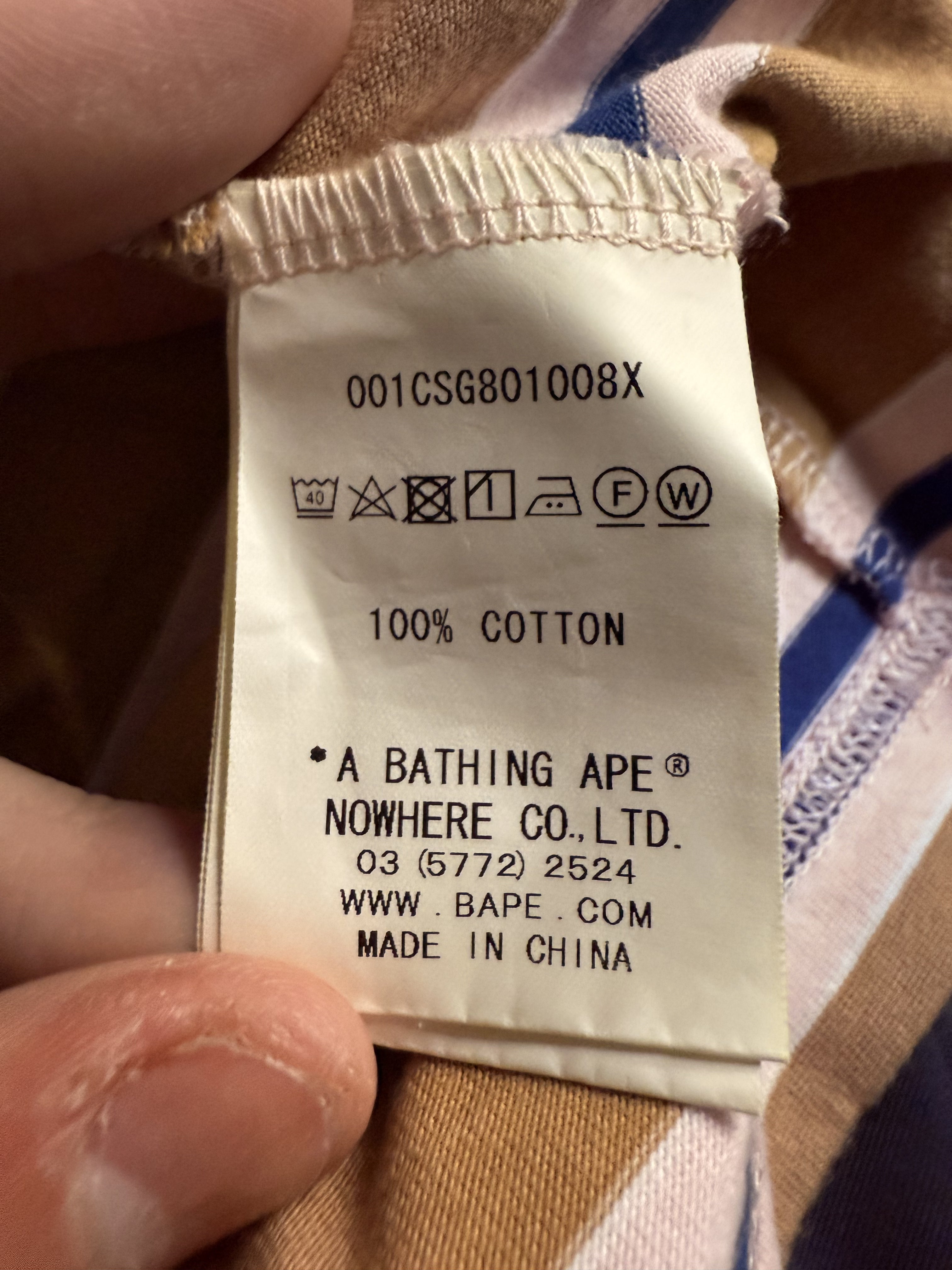 BAPE Striped Tee Tan Multi Used XL