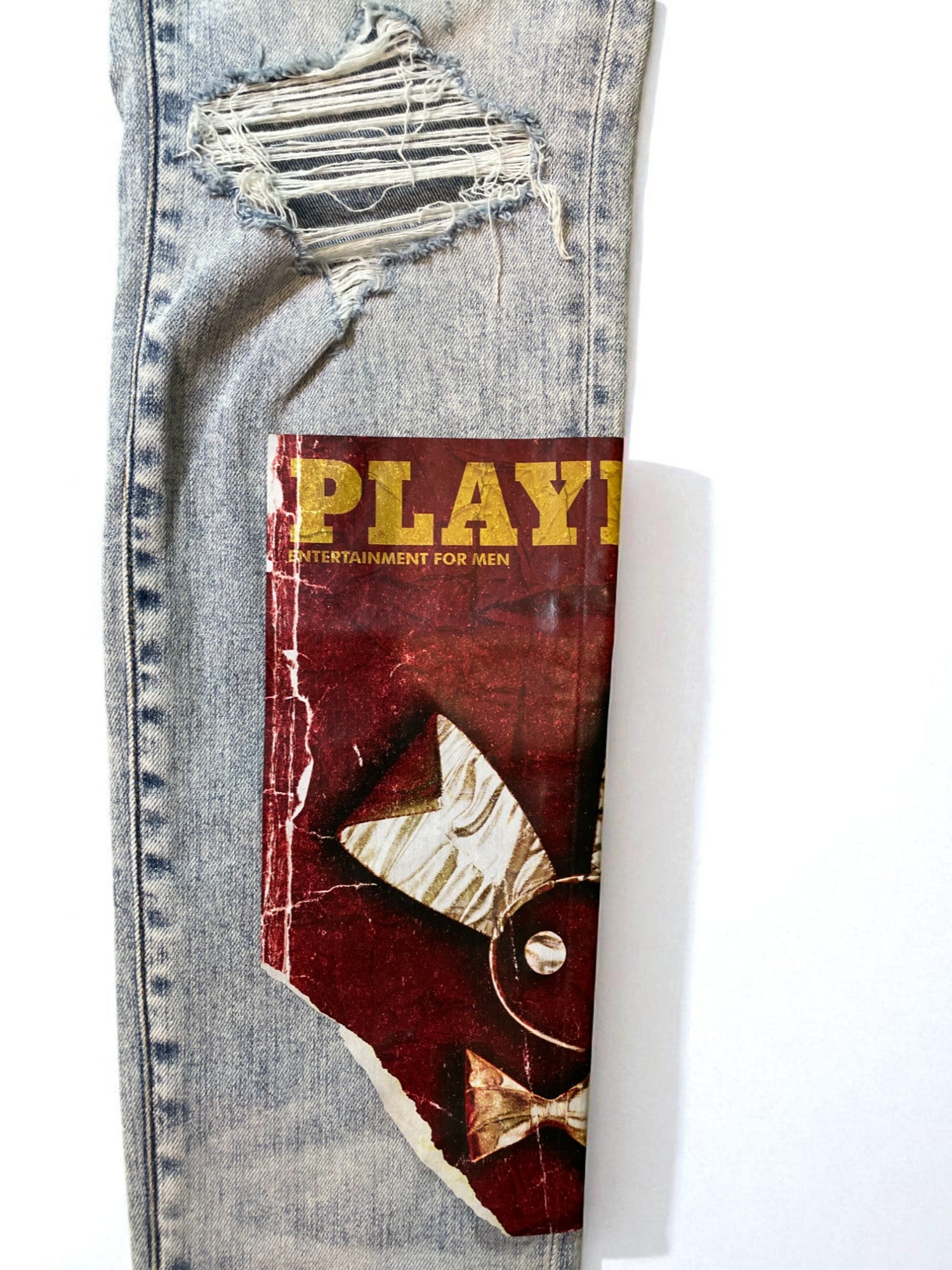 Amiri Playboy Magazine Light Wash Blue Jeans