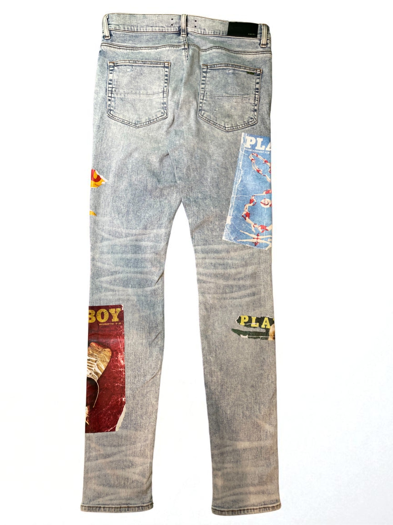 Amiri Playboy Magazine Light Wash Blue Jeans