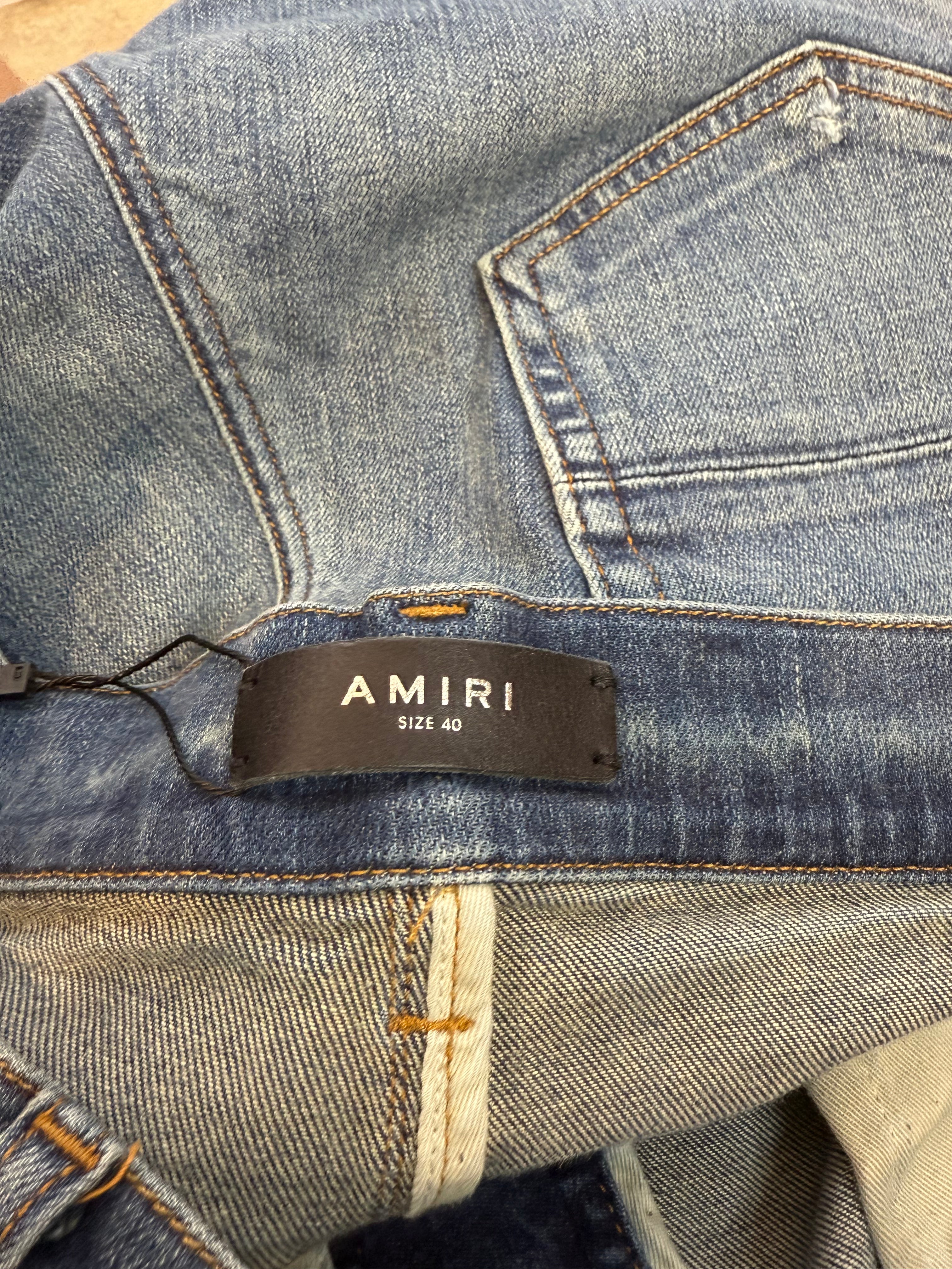Amiri Jeans Thrasher Blue Ripped Used 40