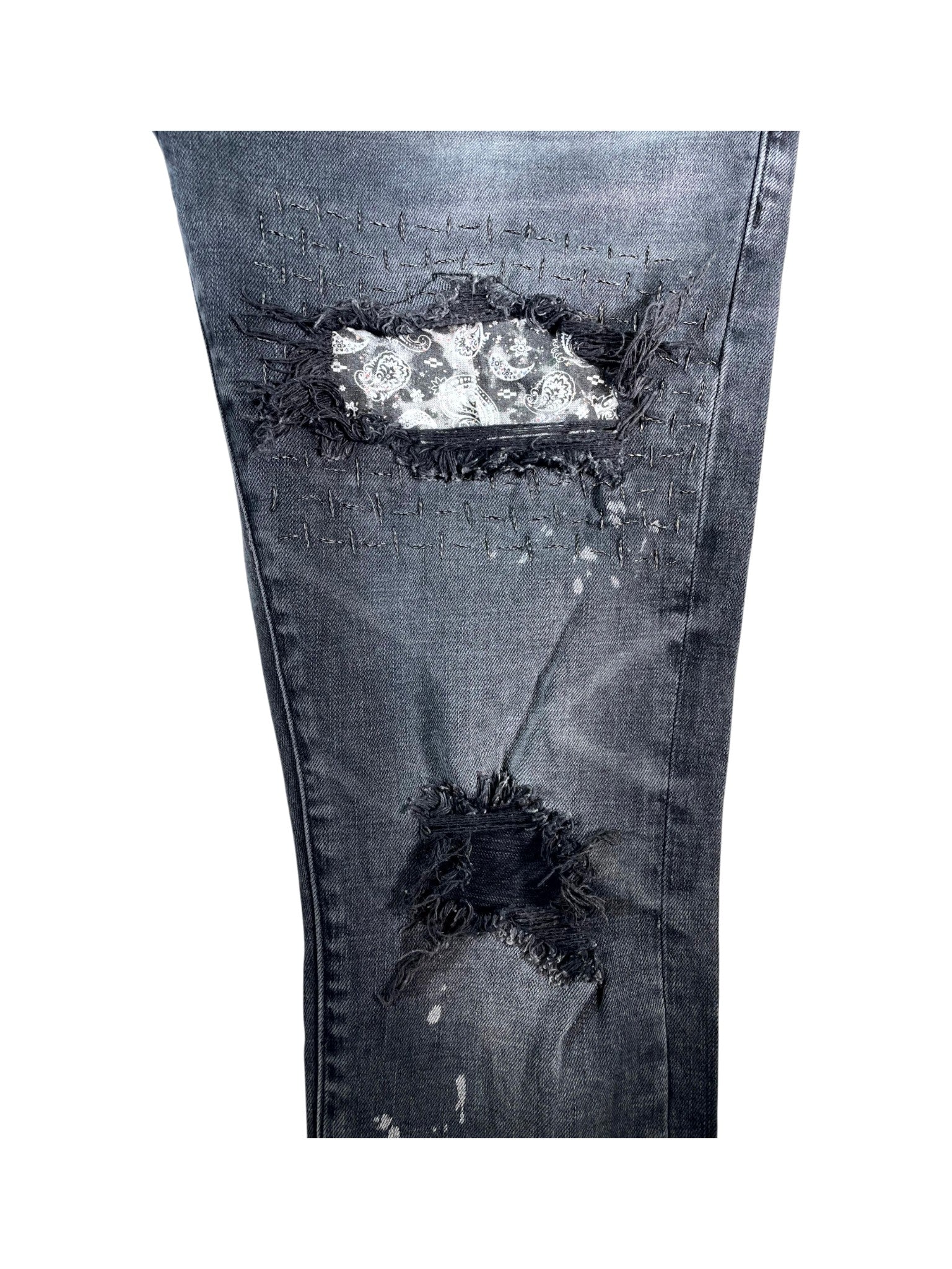 Purple Brand "Paisley Patchwork" Black Wash Jeans