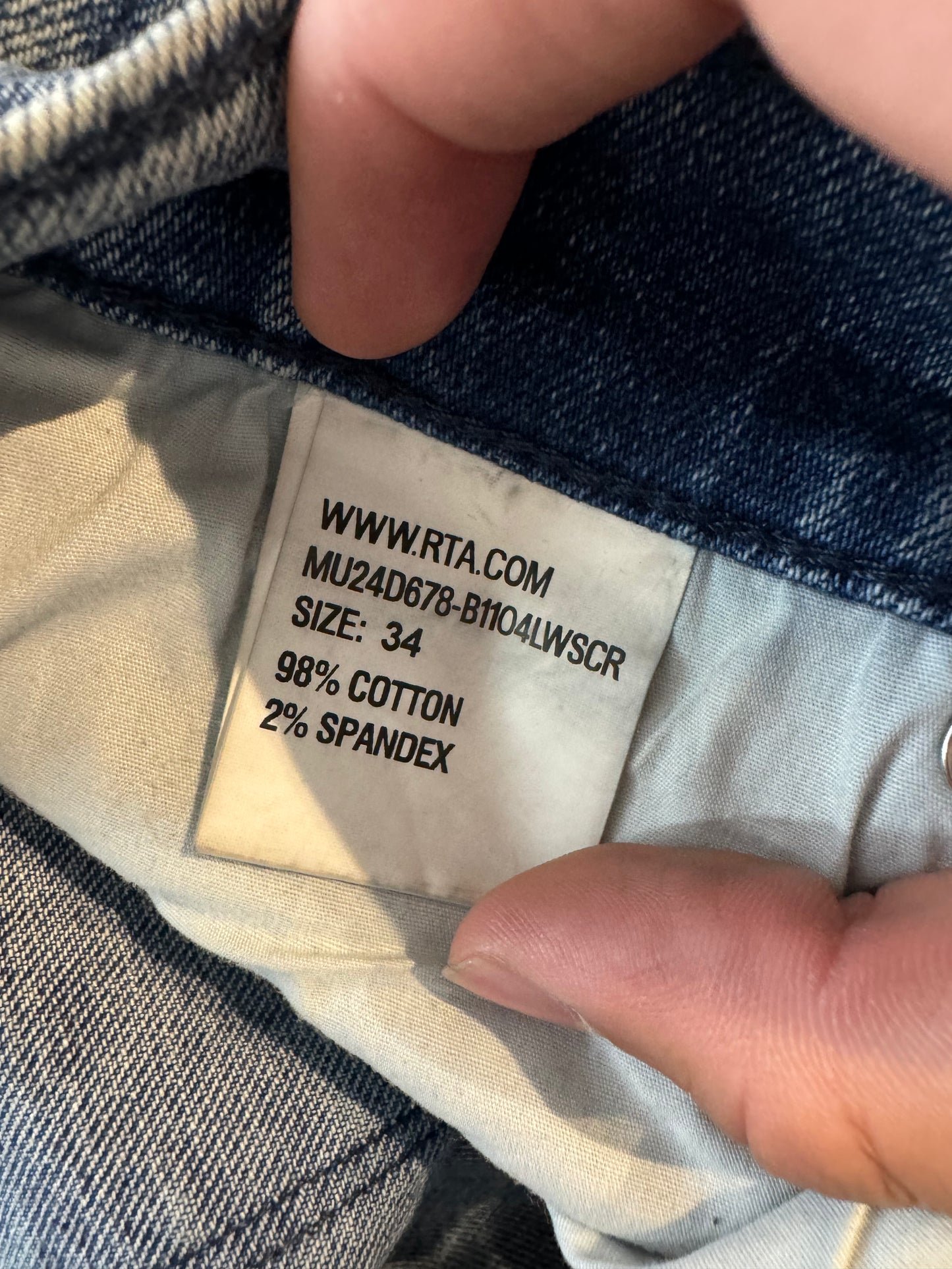 RTA Jeans Blue Distressed Used 34
