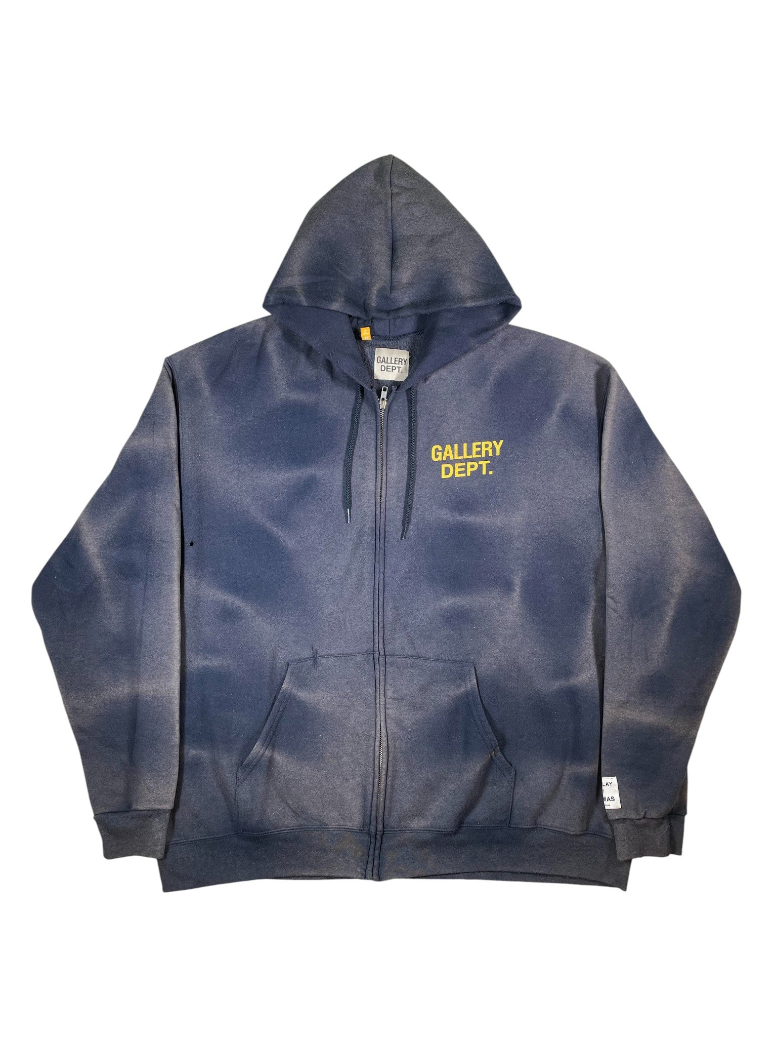 Gallery Dept Navy Faded Yellow Zip Up Hoodie