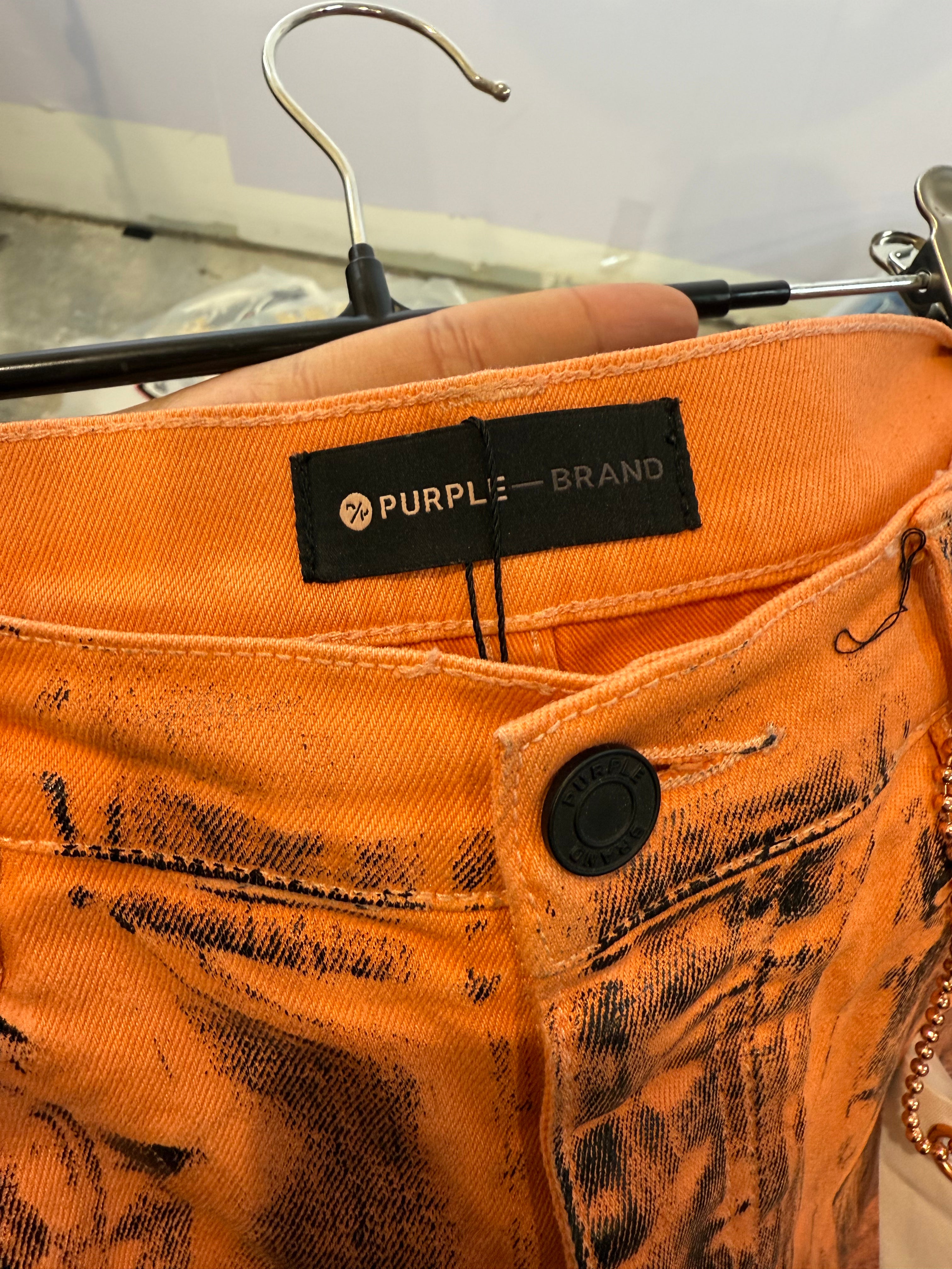 Purple Jeans Bright Orange Wax Used 36