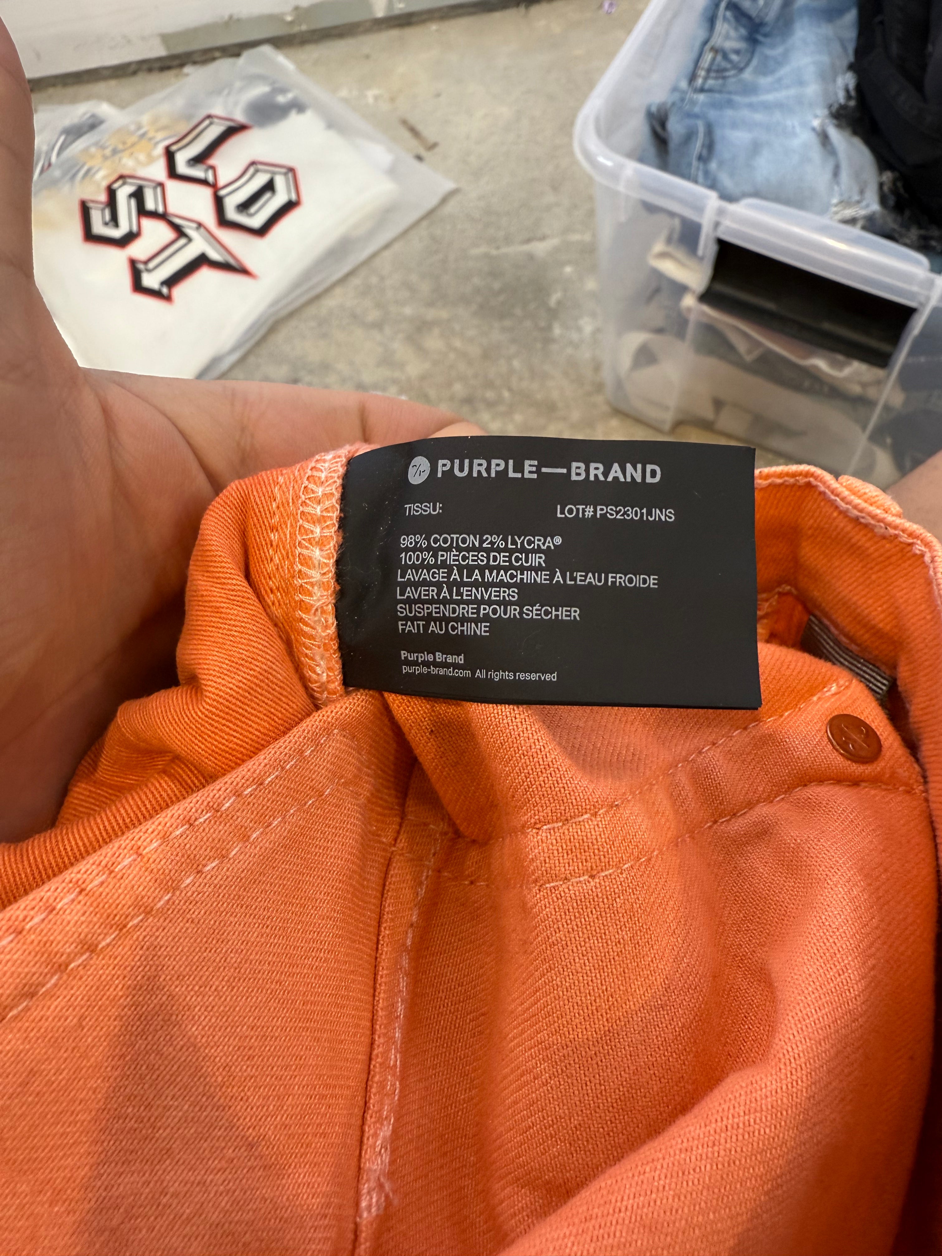 Purple Jeans Bright Orange Wax Used 36