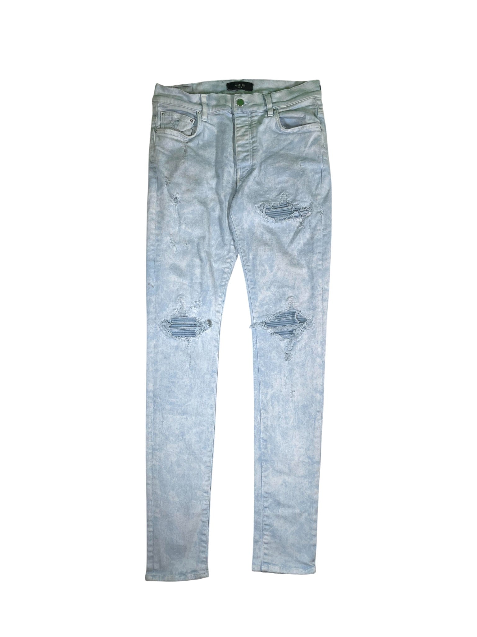 Amiri Blue Patch Bleach Wash Jeans