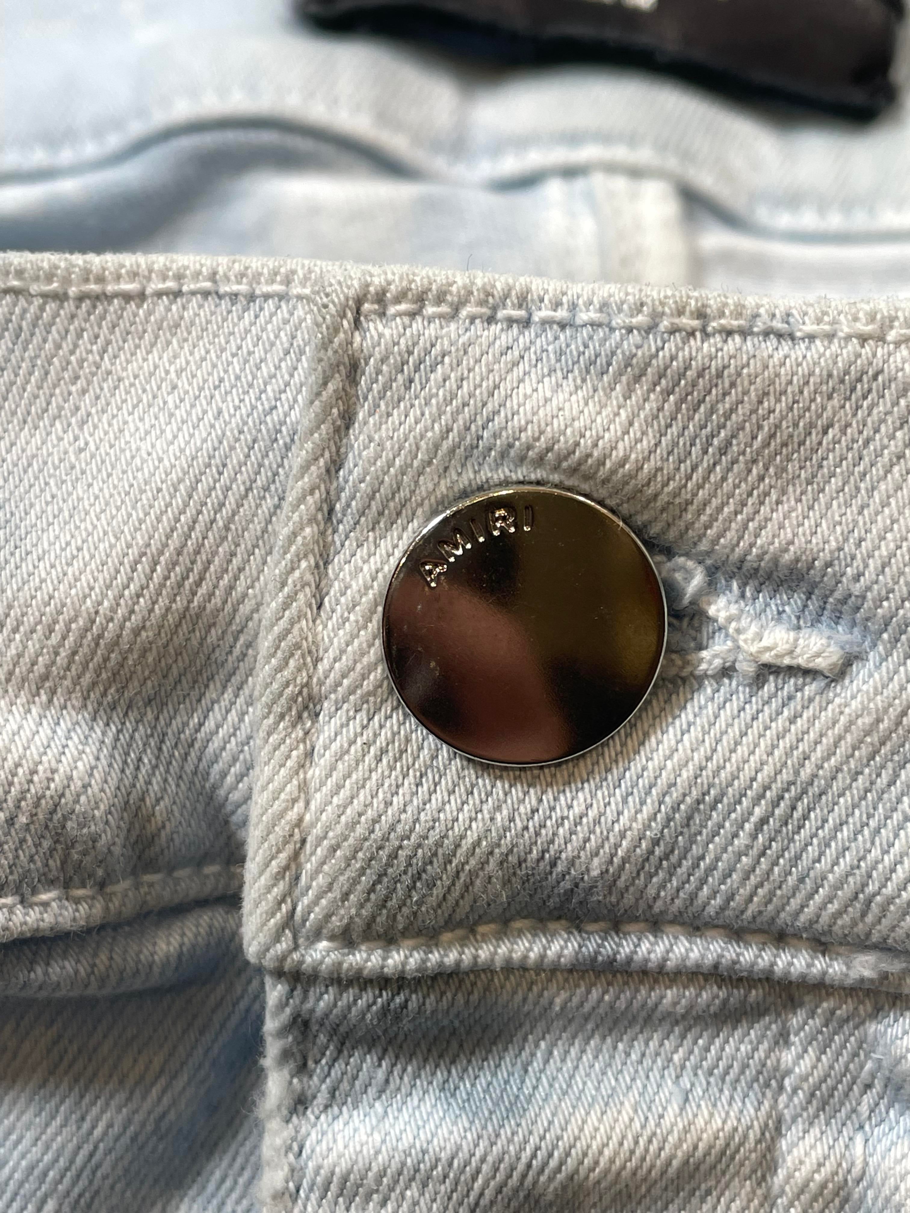 Amiri Blue Patch Bleach Wash Jeans