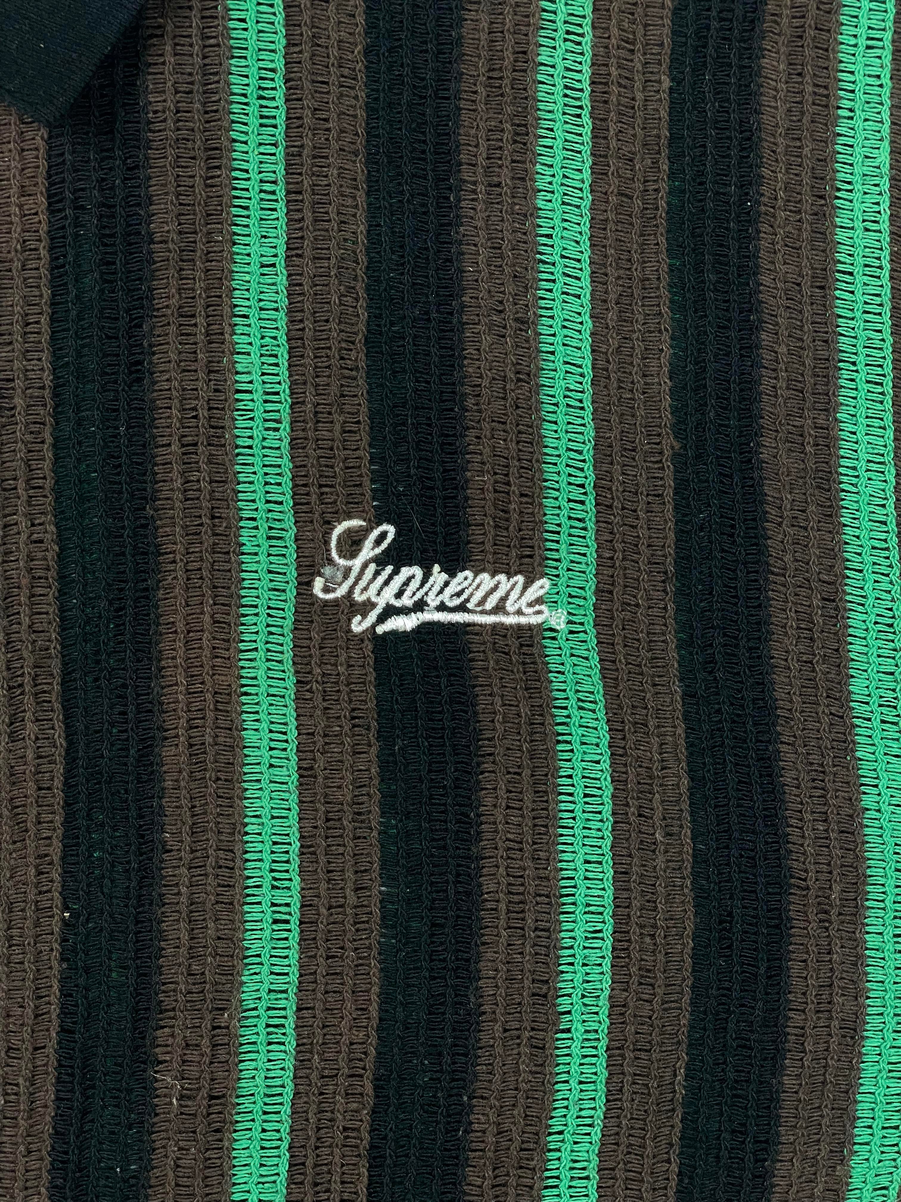 Supreme Brown Green & Black Collar Zip Up Polo Shirt