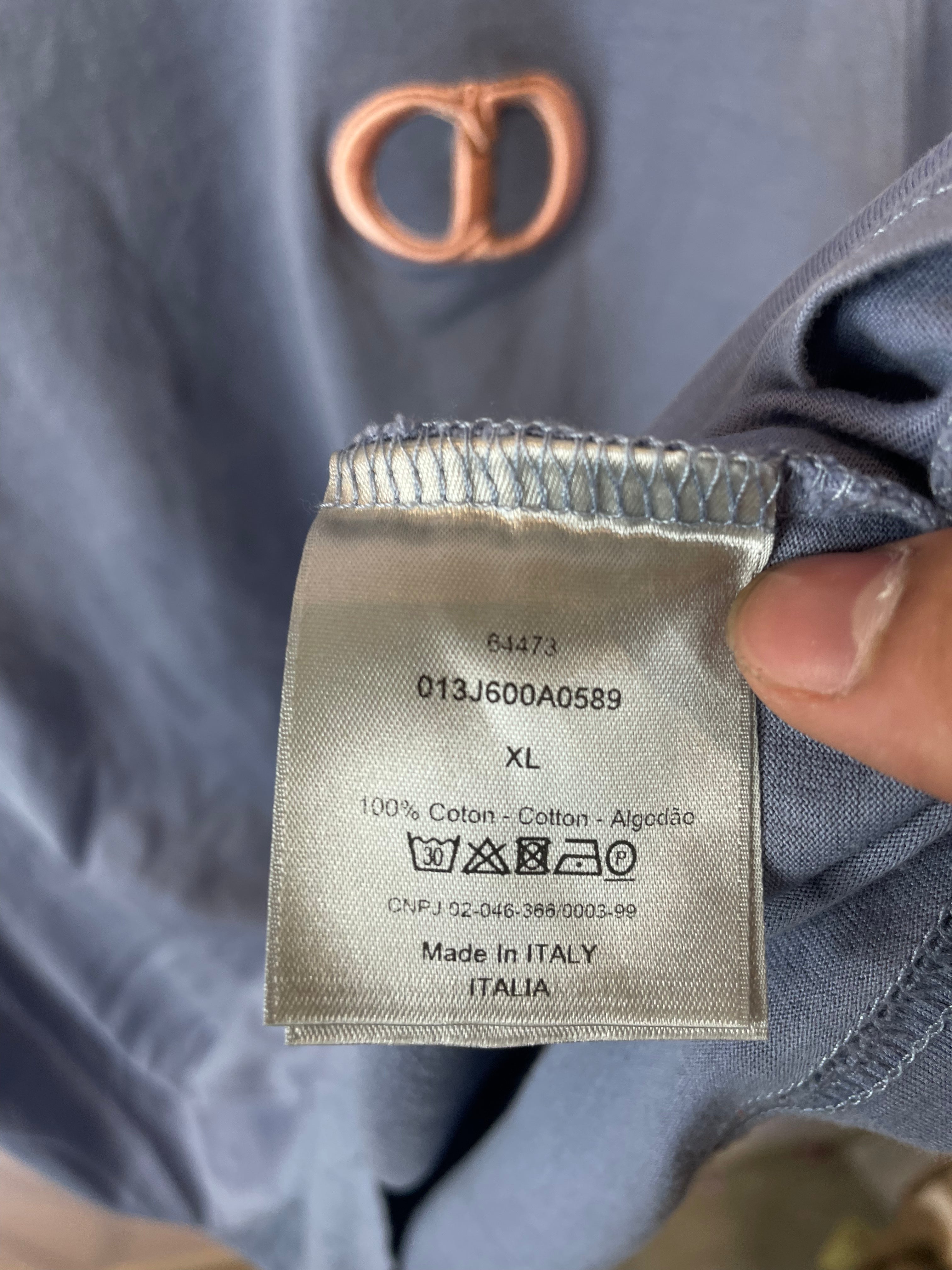 Dior CD Logo Tee Blue Pink Used XL