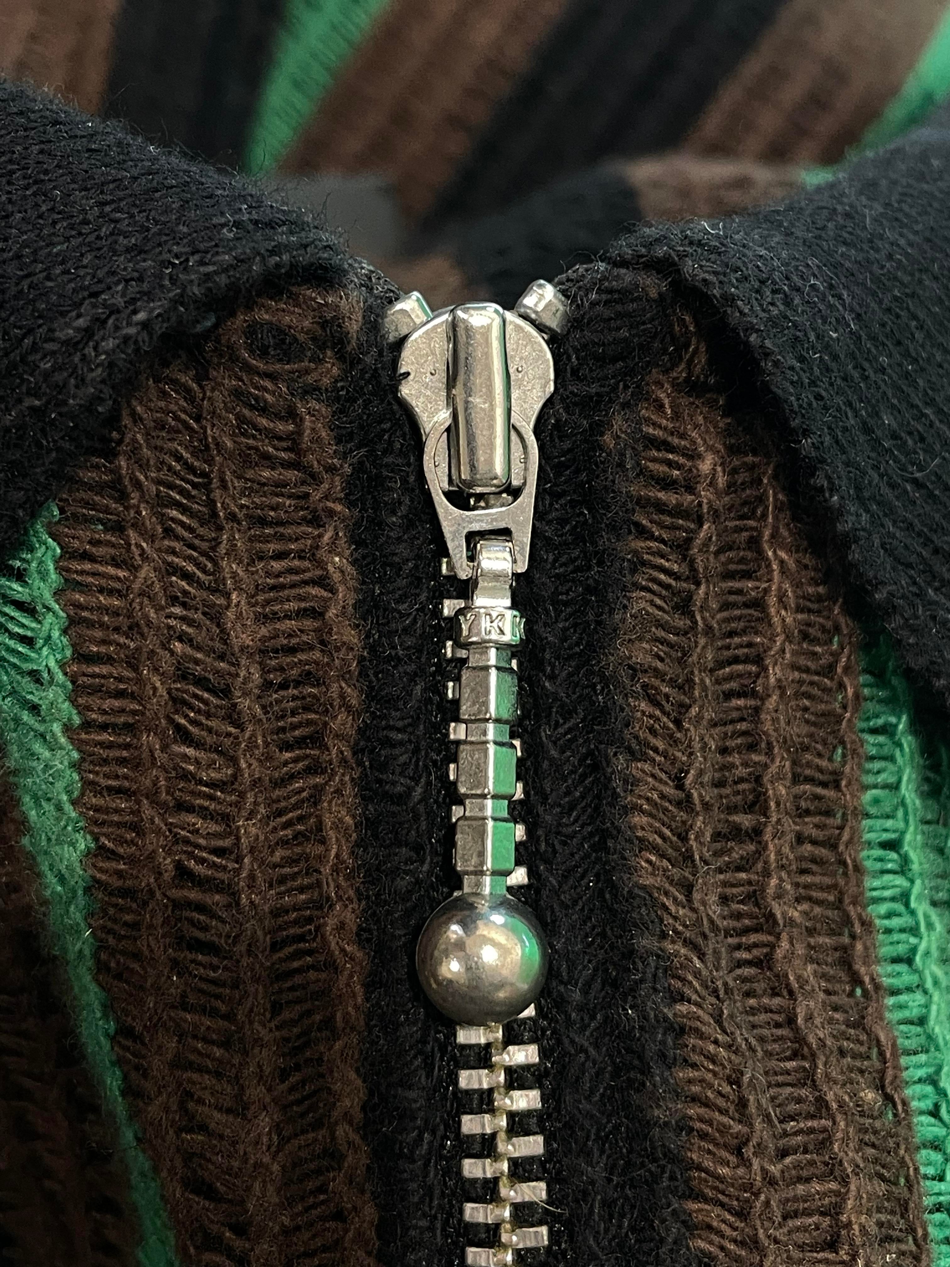 Supreme Brown Green & Black Collar Zip Up Polo Shirt