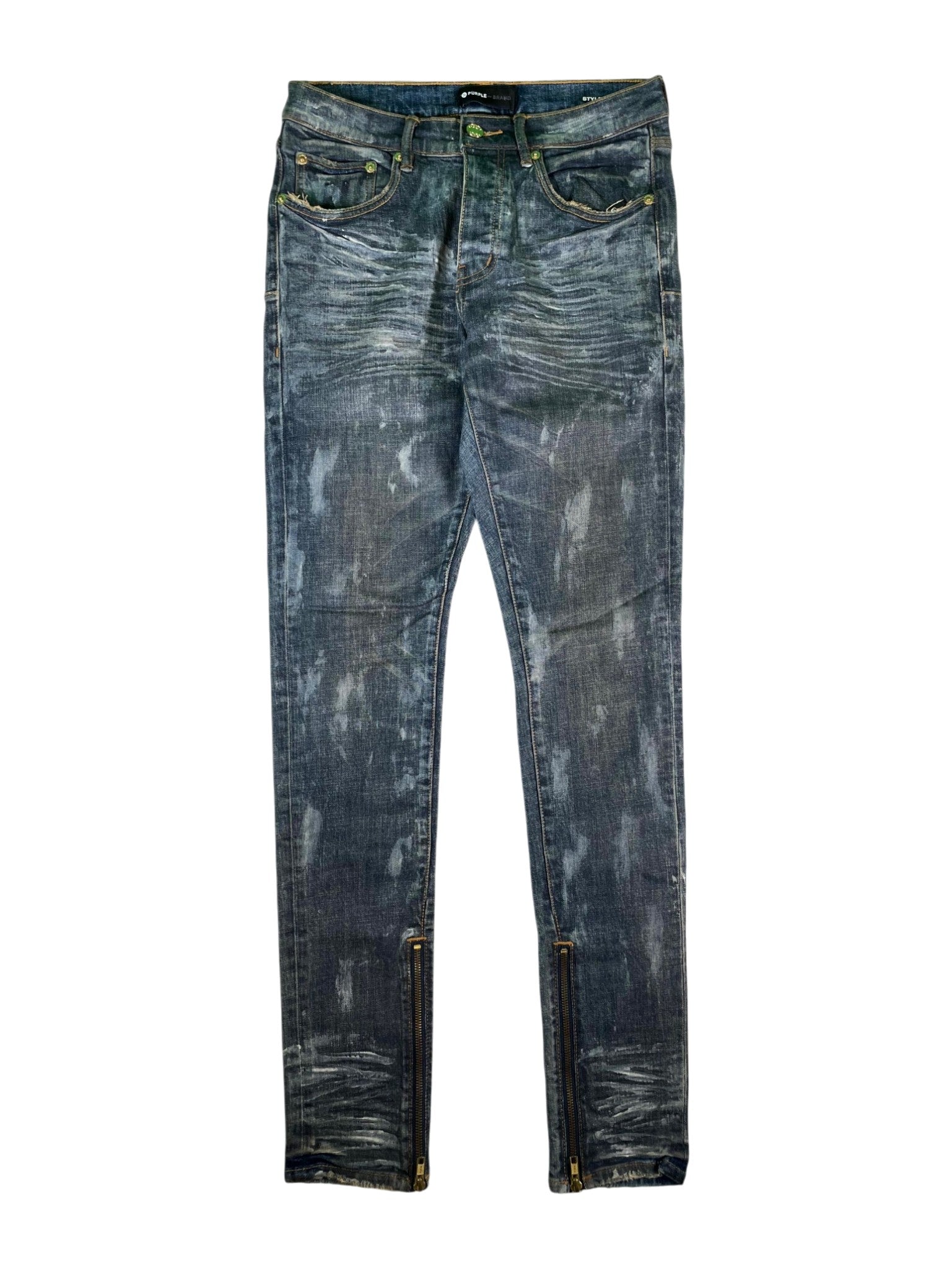 Purple Brand Waxed Navy & Gold Jeans