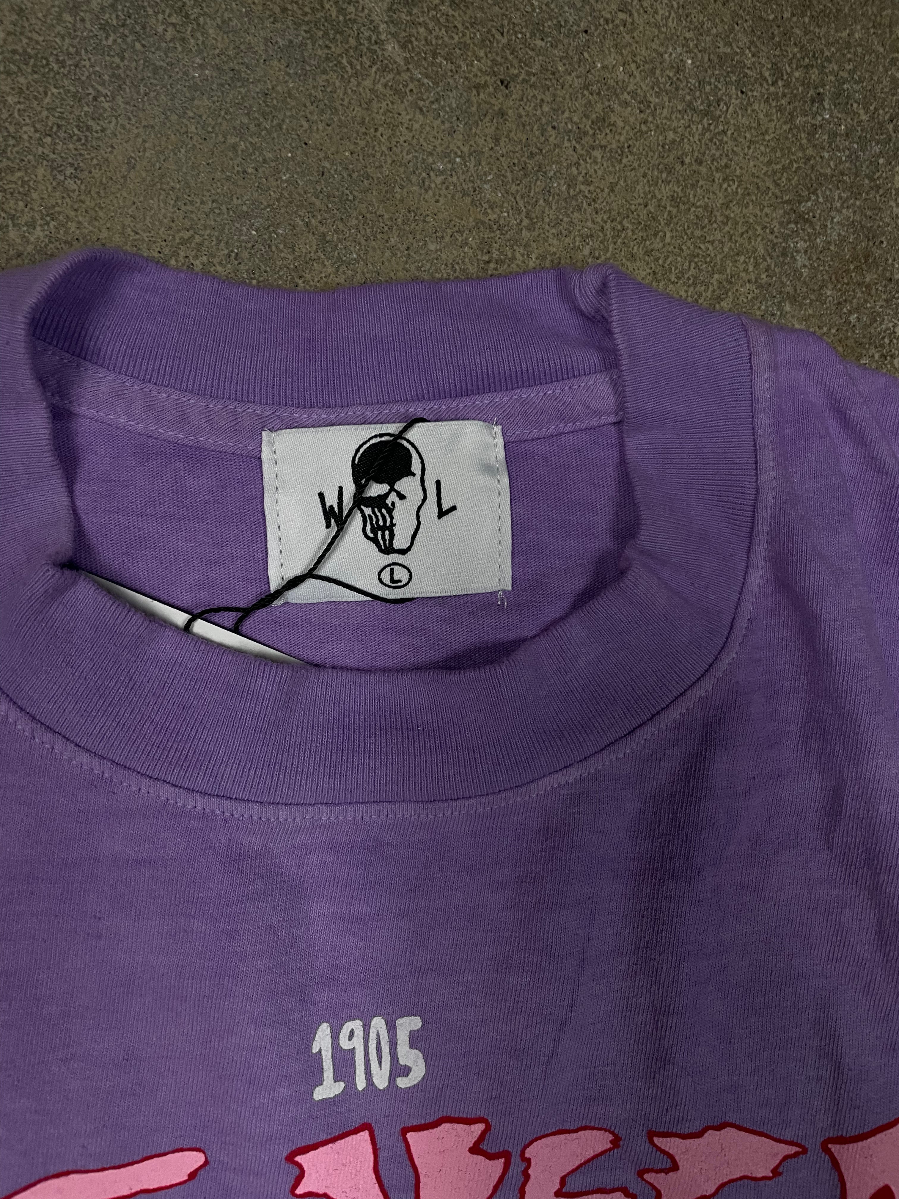 Warren Lotas Tee Purple Pink Cream Used Large