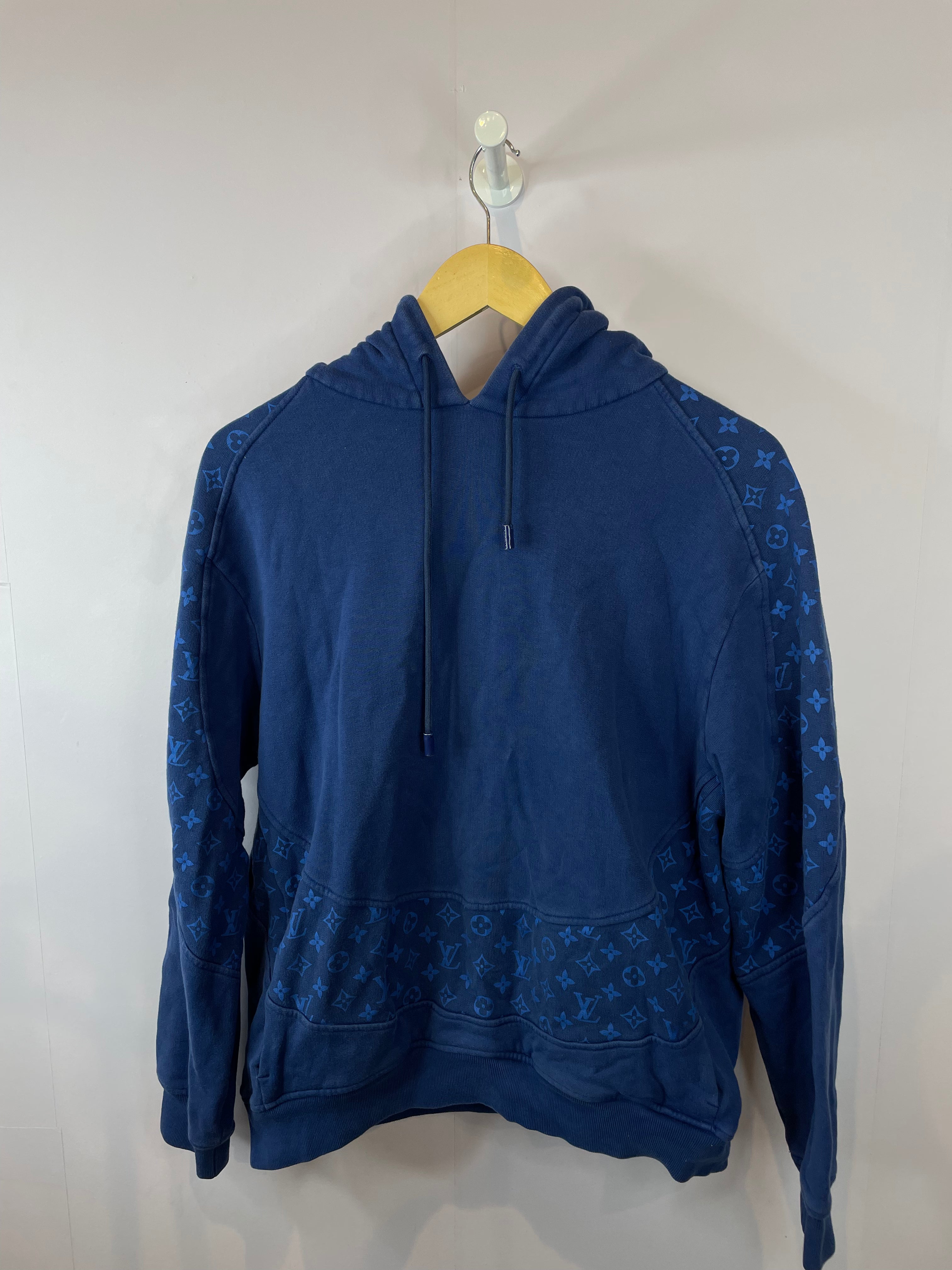 LV Monogram Pullover Hoodie Blue Used Large (Fits Small)