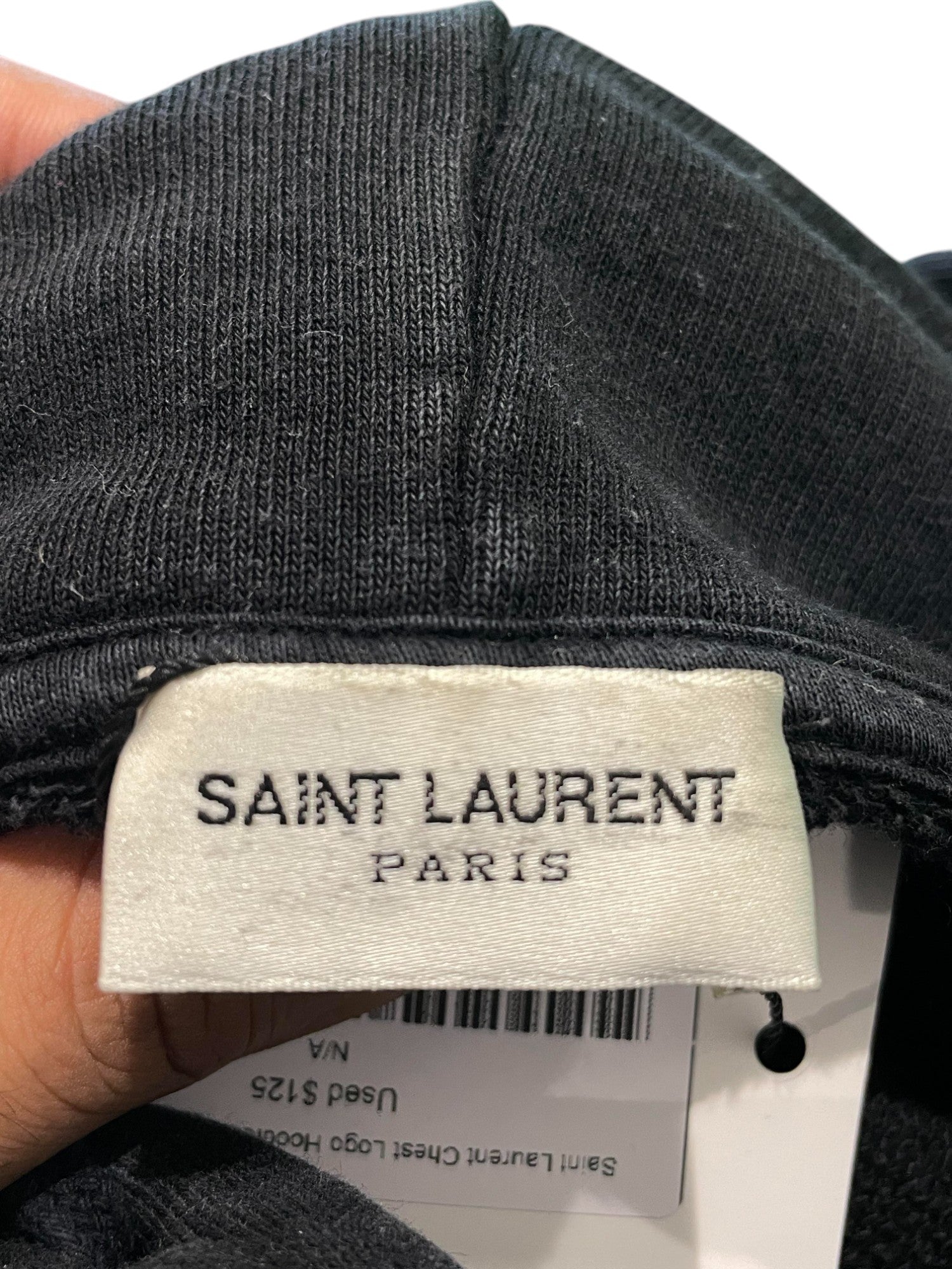 Yves Saint Laurent Brown Chest Logo Black Hoodie