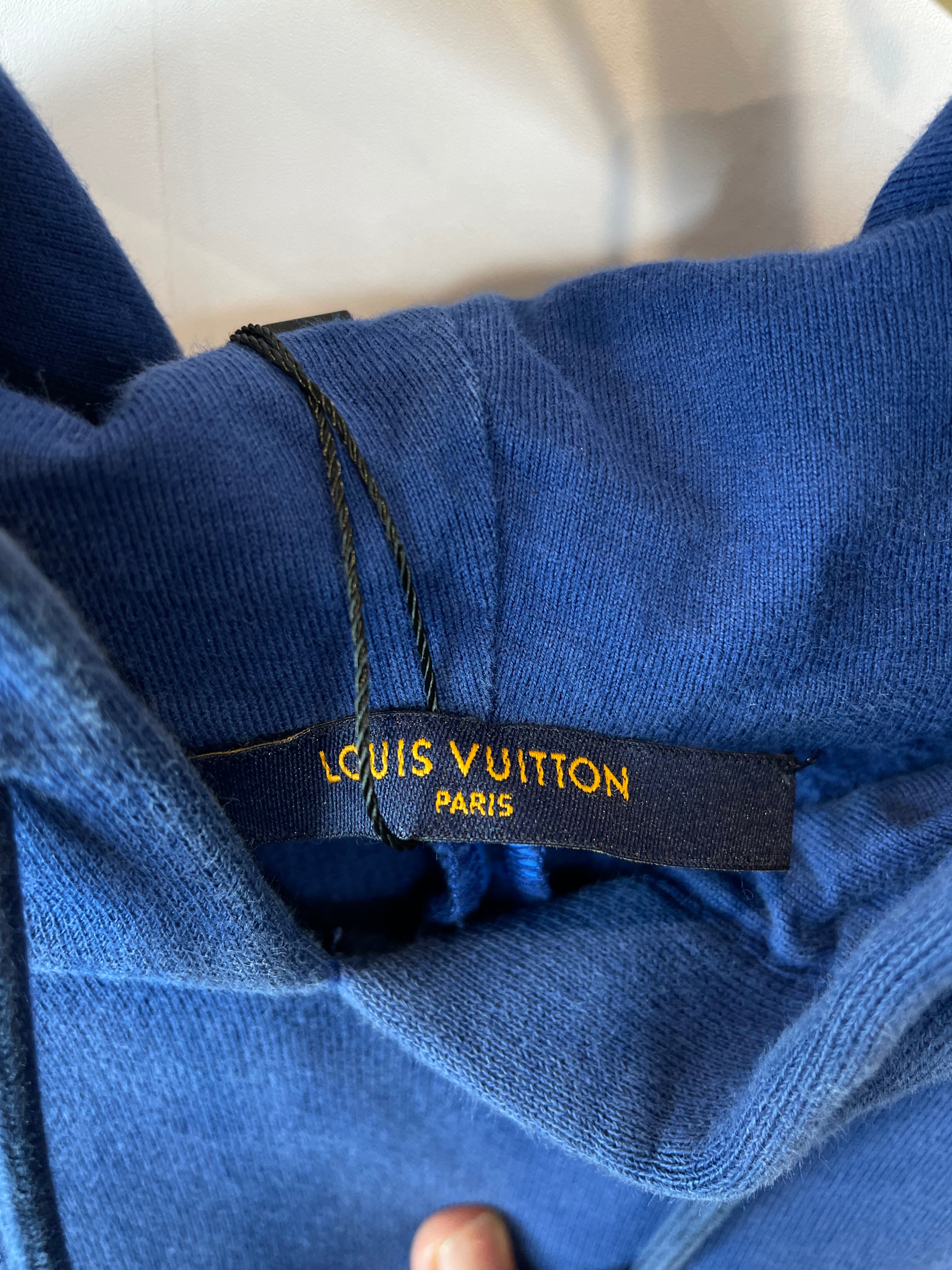 LV Monogram Pullover Hoodie Blue Used Large (Fits Small)