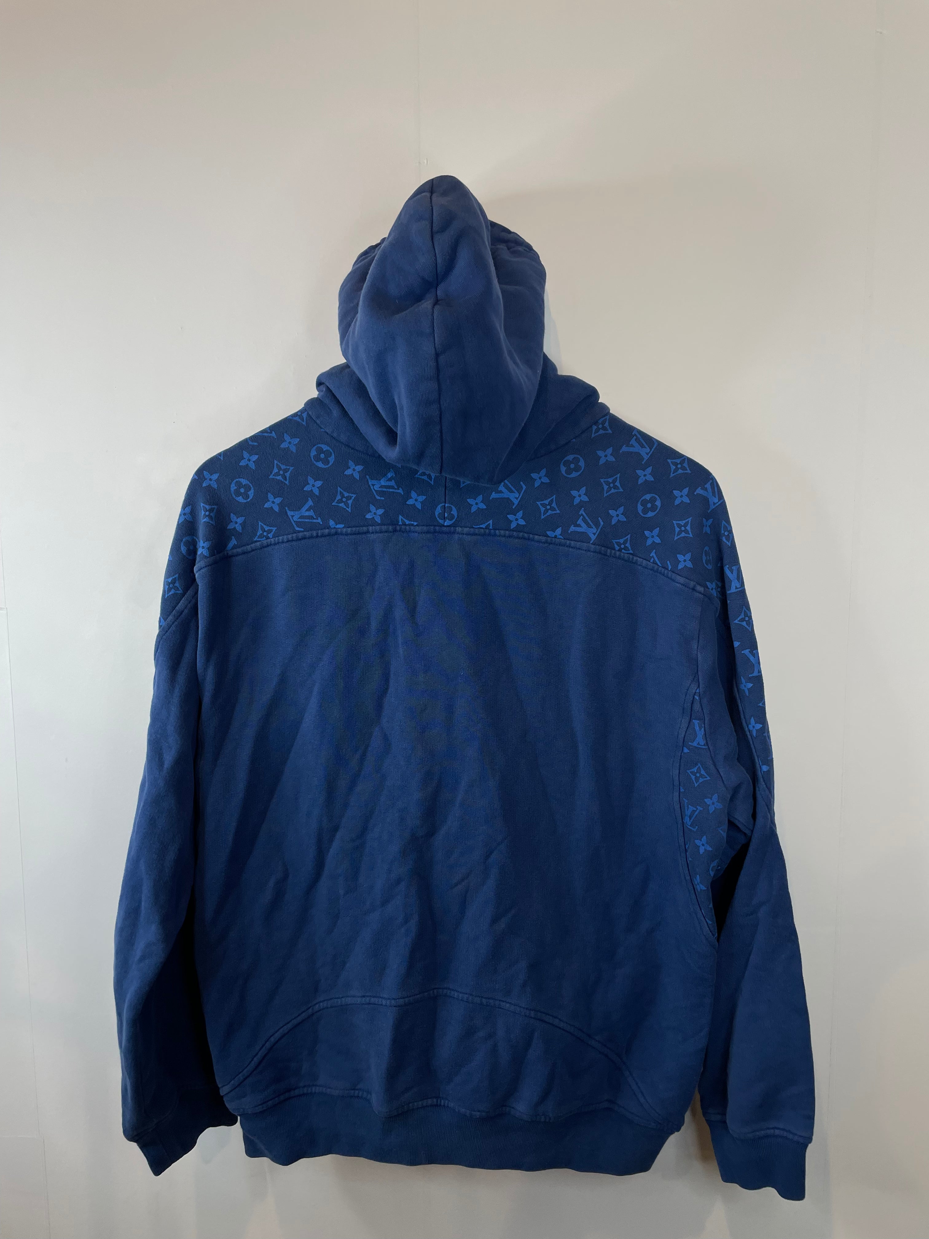 LV Monogram Pullover Hoodie Blue Used Large (Fits Small)